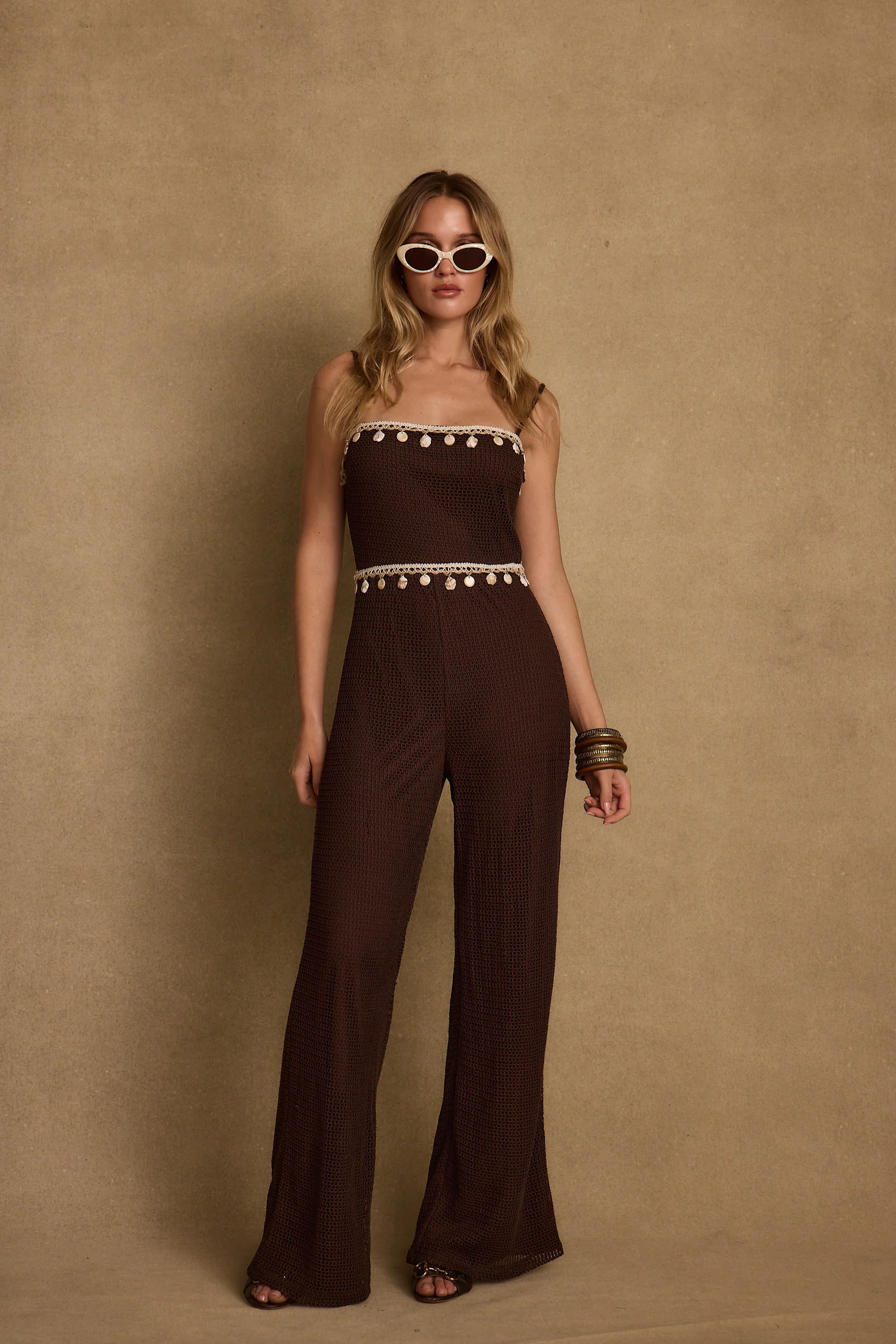 Adella Espresso Shell Trimmed Jumpsuit - Image 4