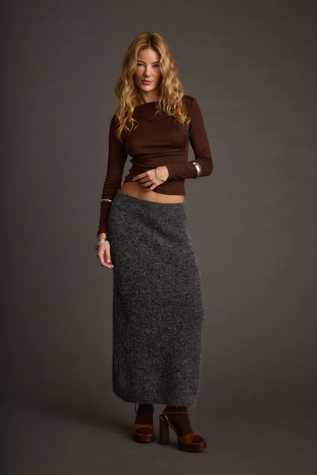 Alpine Charcoal Sweater Maxi Skirt