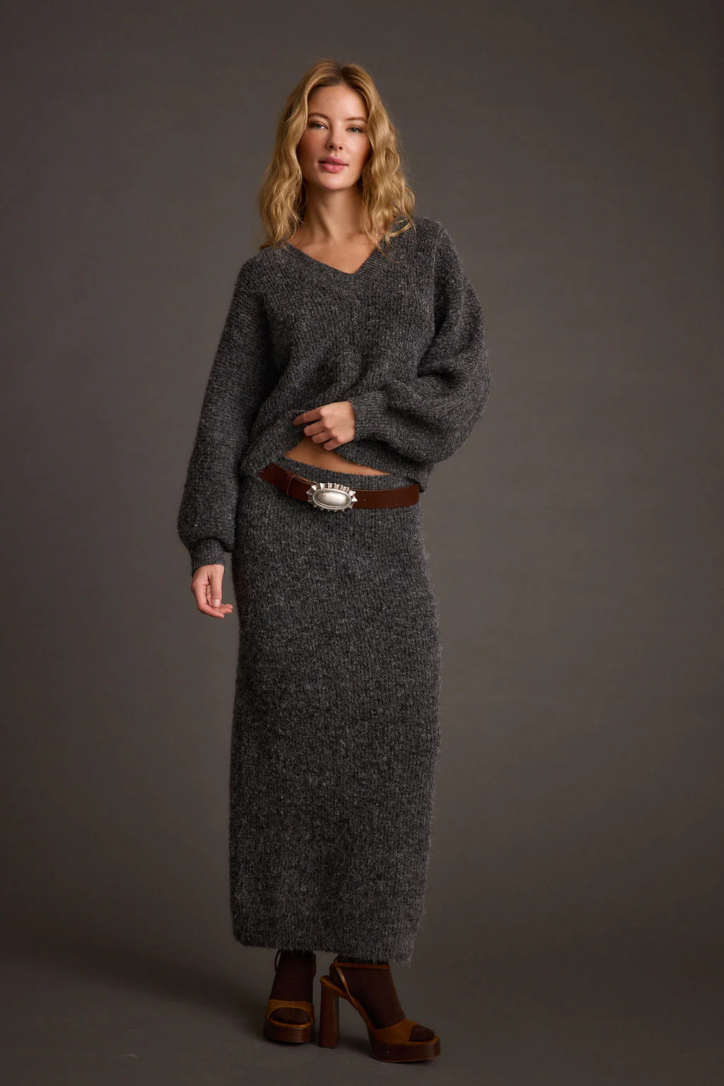 Glacier Charcoal V Neck Sweater - Image 5