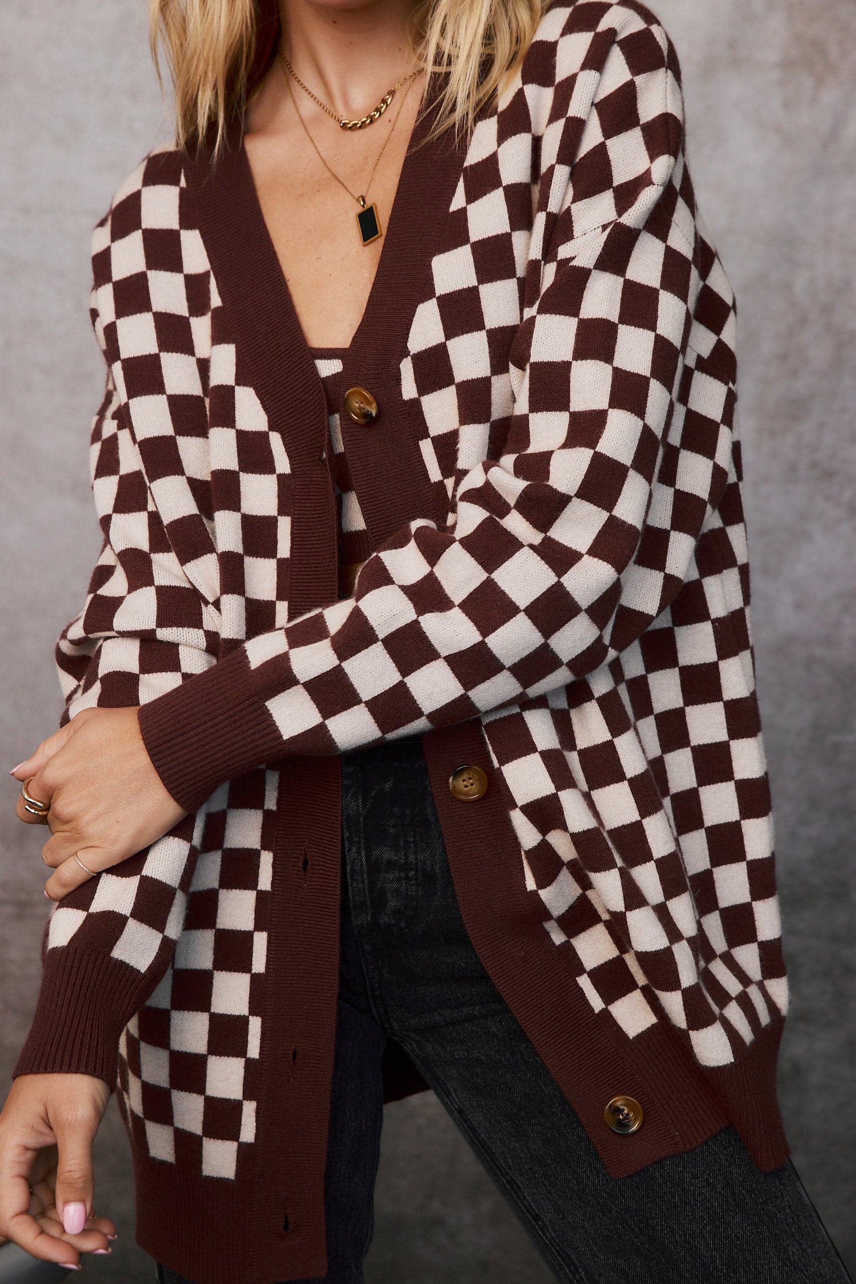 Beverly Brown Checkered Cardigan - Image 3