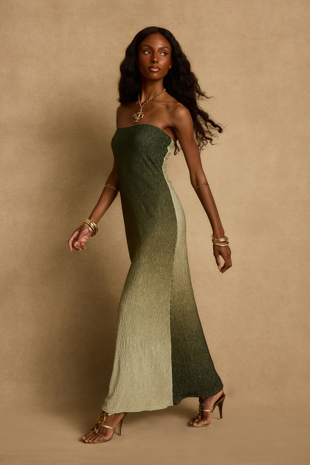 Brianna Sage Ombre Strapless Maxi Dress - Image 5