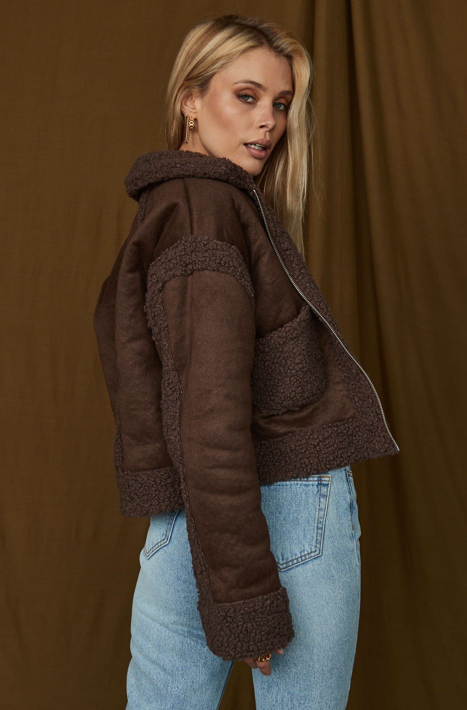 Blame It Brown Sherpa Jacket - Image 4