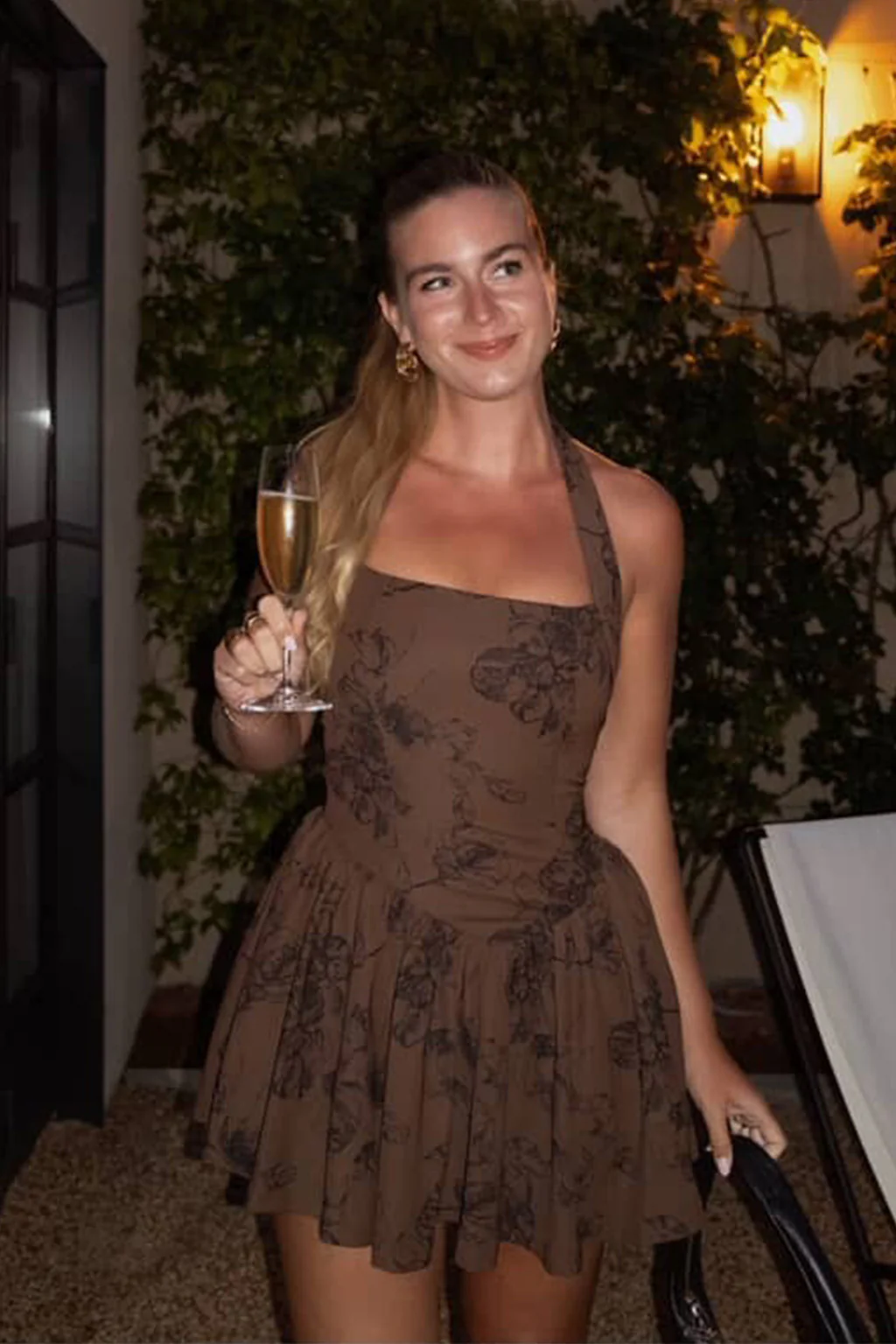 Chocolate Rouge Drop Waist Halter Mini Dress - Image 2