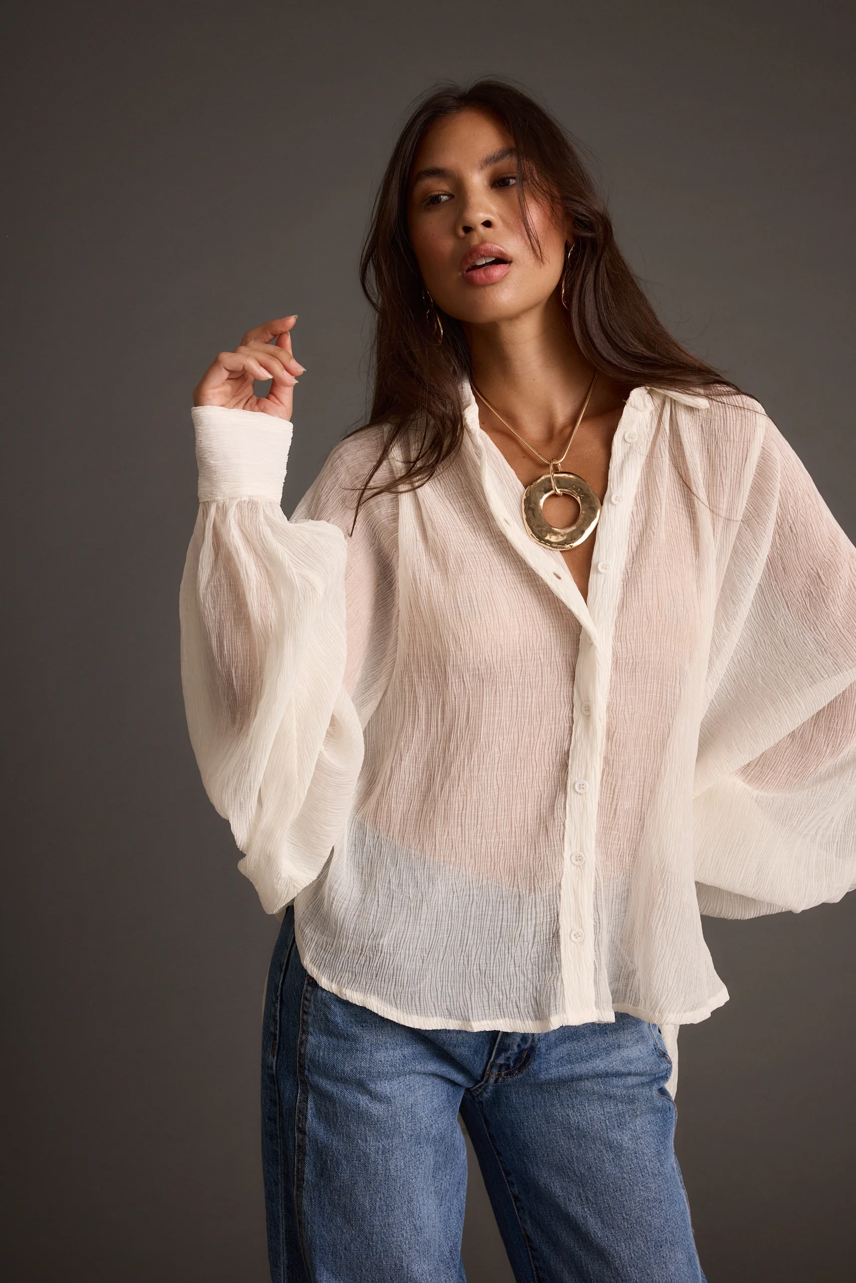 Claudia Ivory Oversized Blouse - Image 7