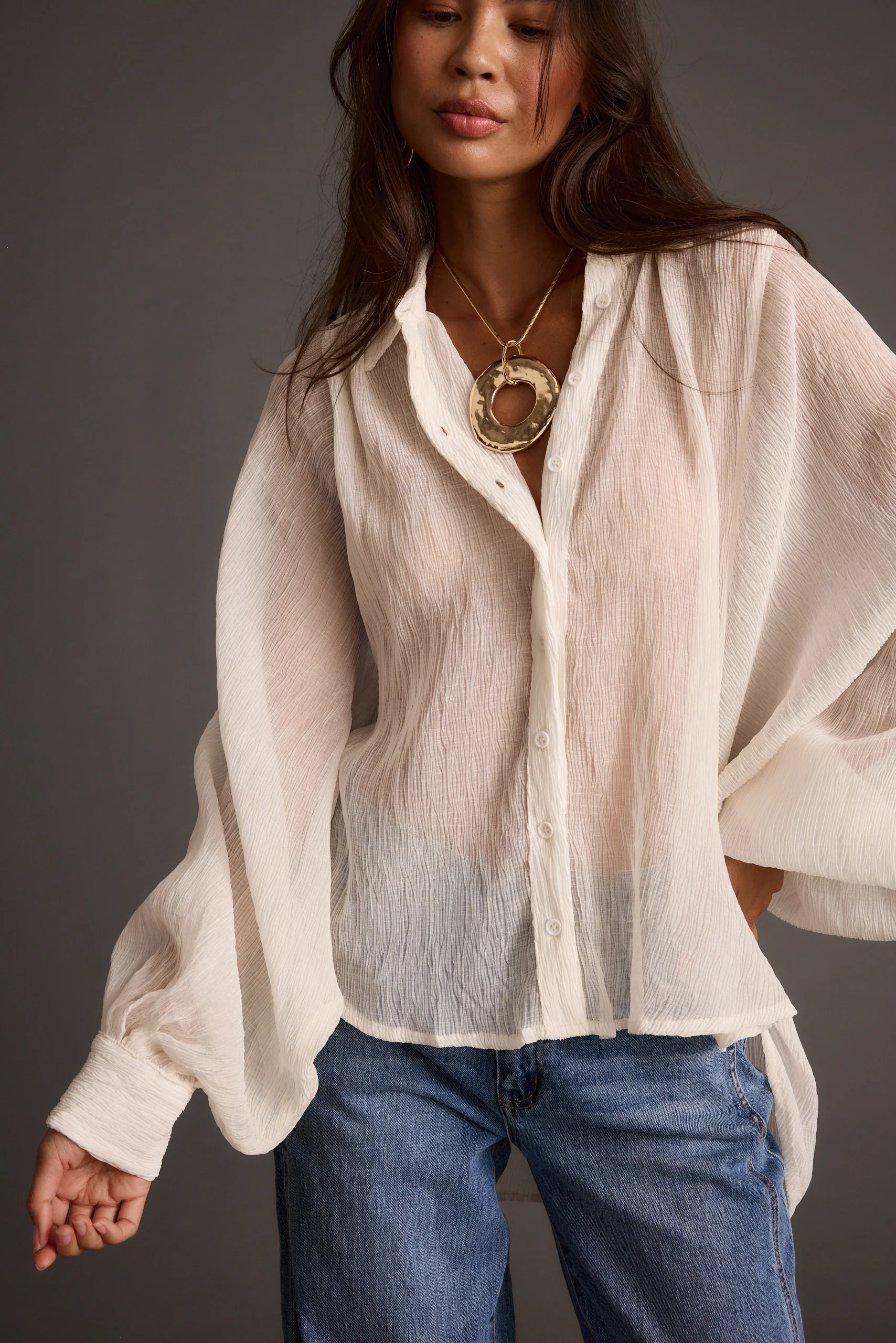Claudia Ivory Oversized Blouse - Image 8