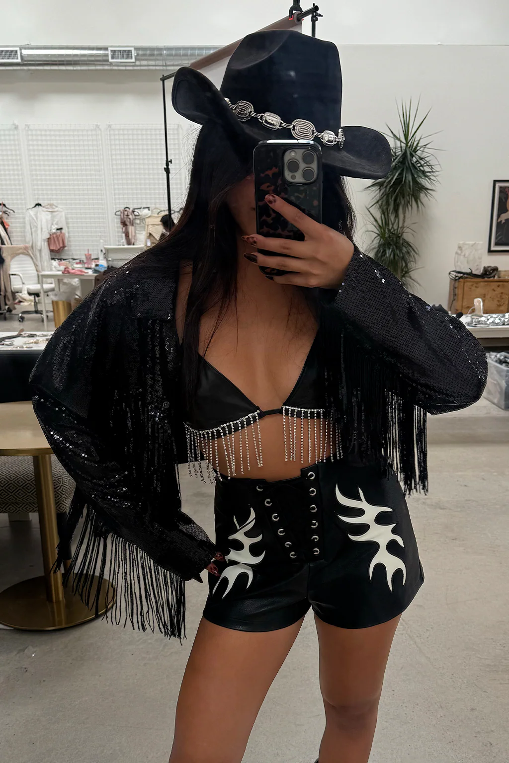 Danica Black Vegan Leather Shorts - Image 2