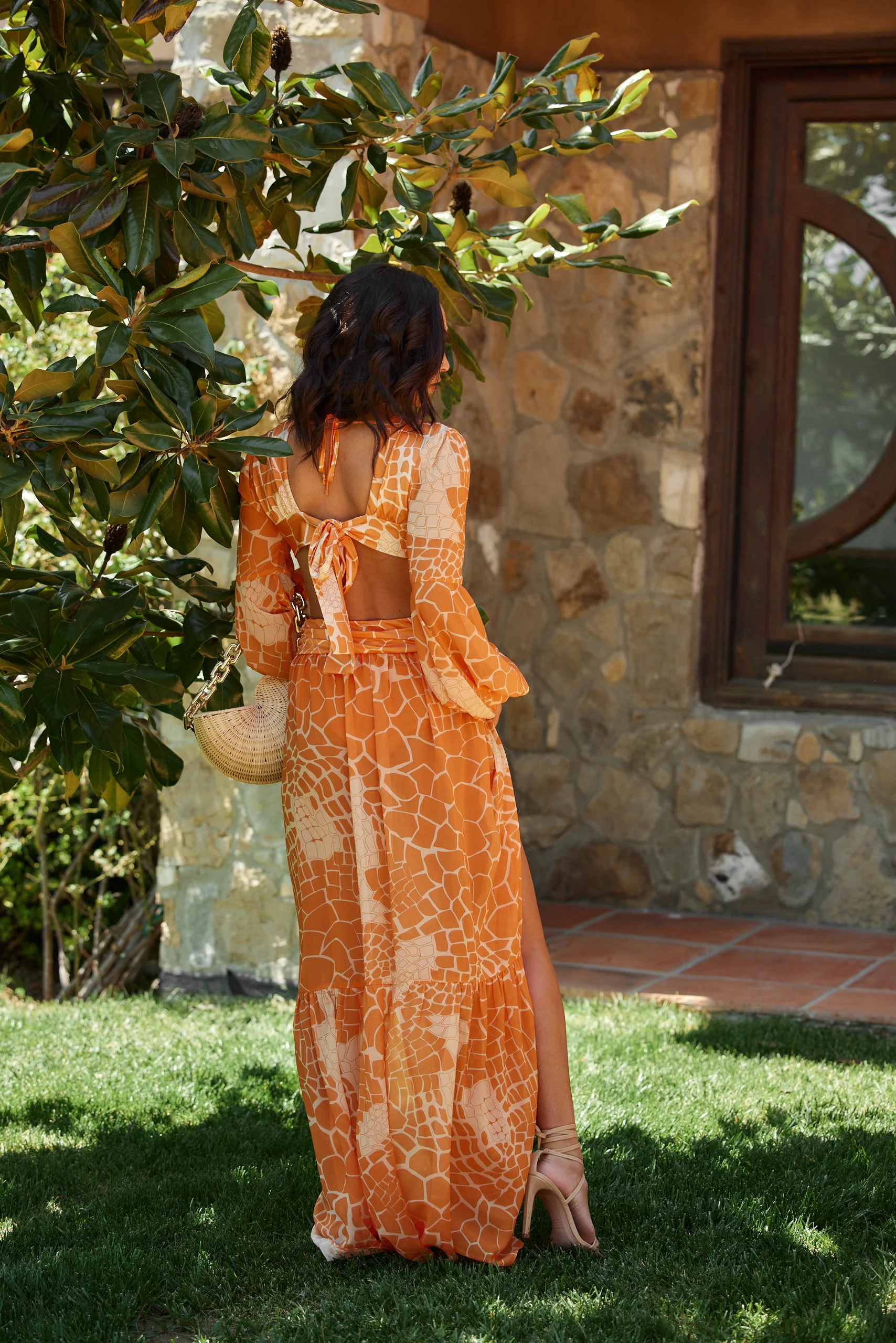 Daphnie Orange Maxi Dress - Image 12