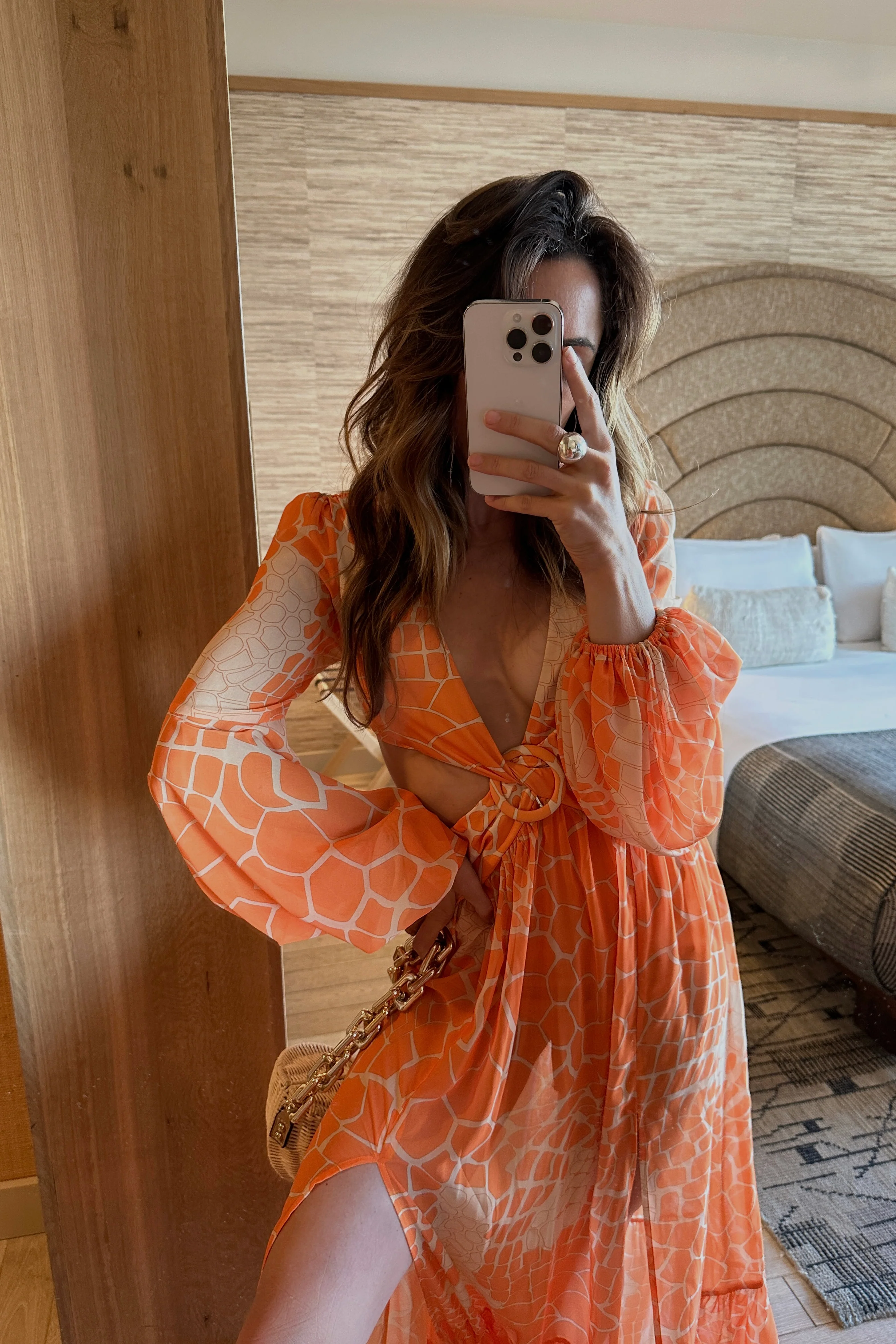 Daphnie Orange Maxi Dress - Image 3