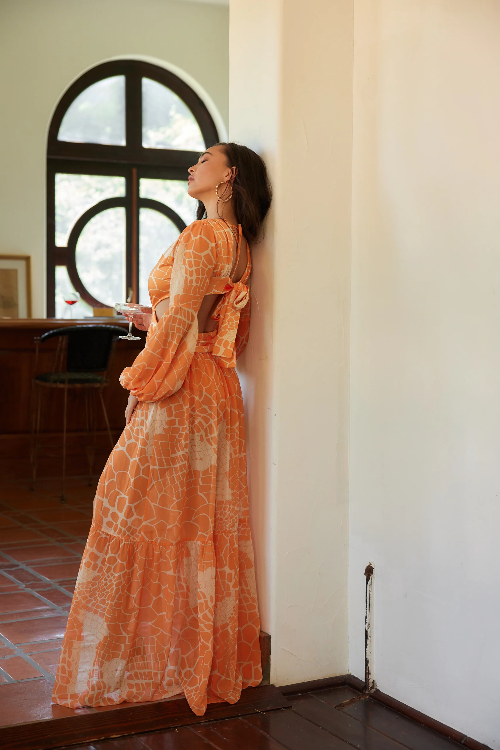 Daphnie Orange Maxi Dress - Image 9