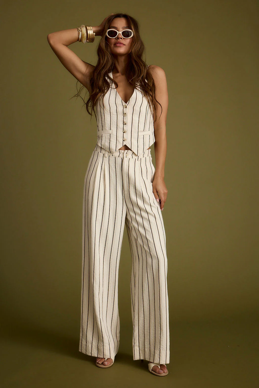 Diane White Striped Trousers - Image 11