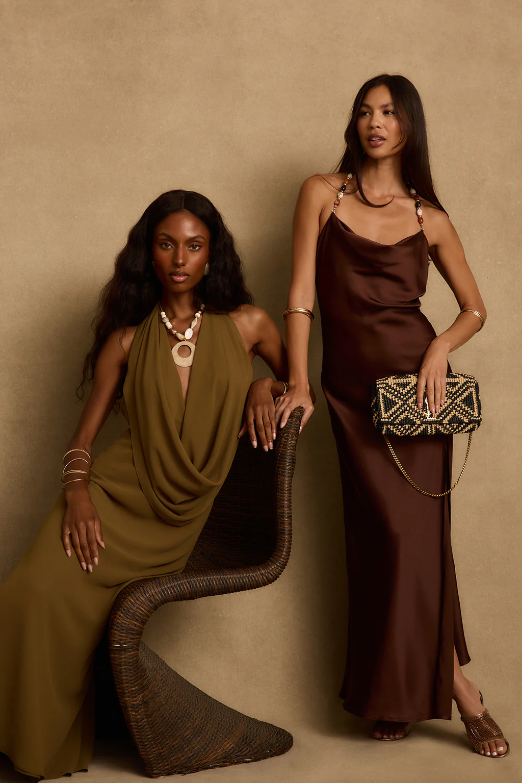 Fina Mocha Satin Maxi Dress - Image 6