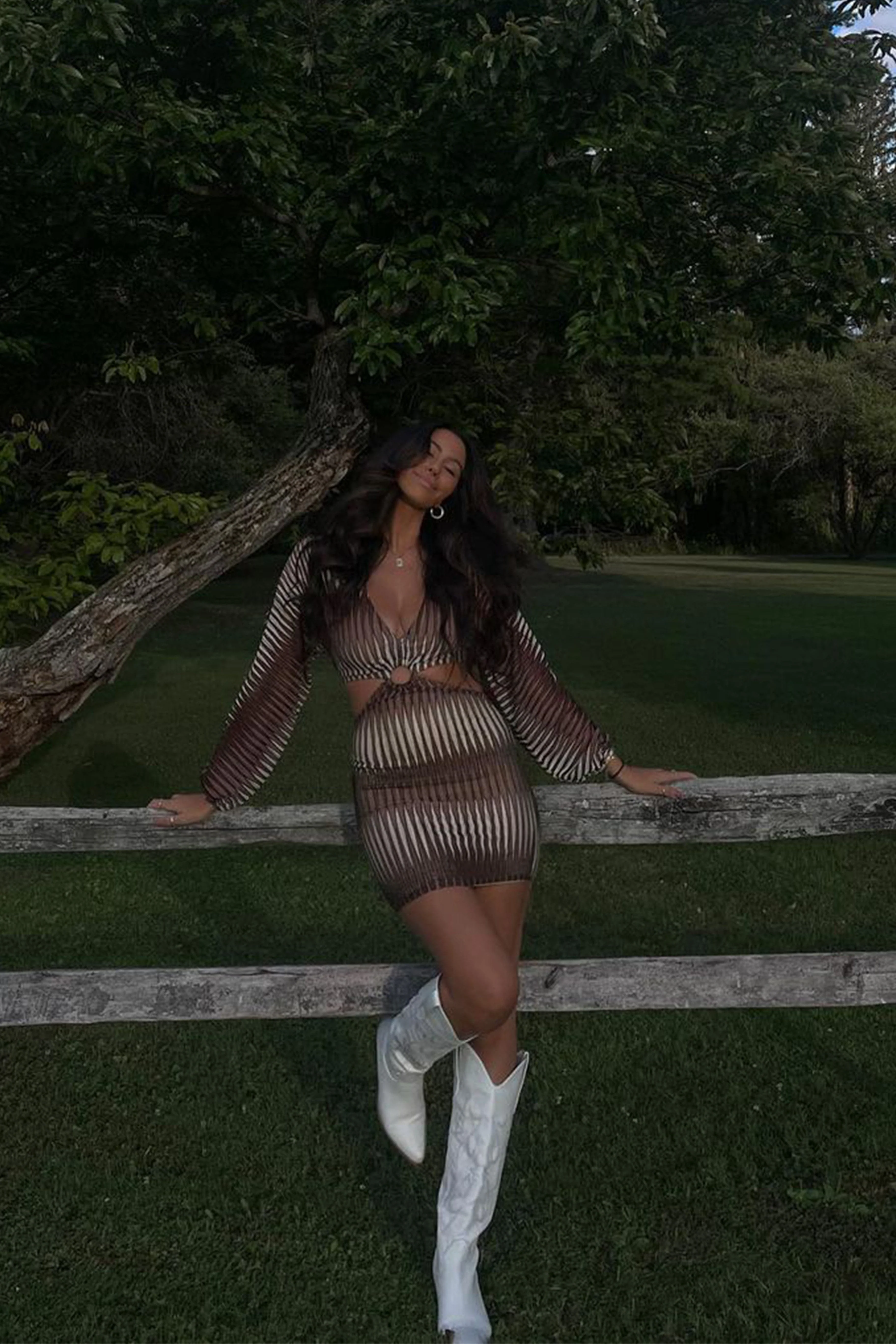 Free Bird Brown Long Sleeve Mini Dress - Image 4