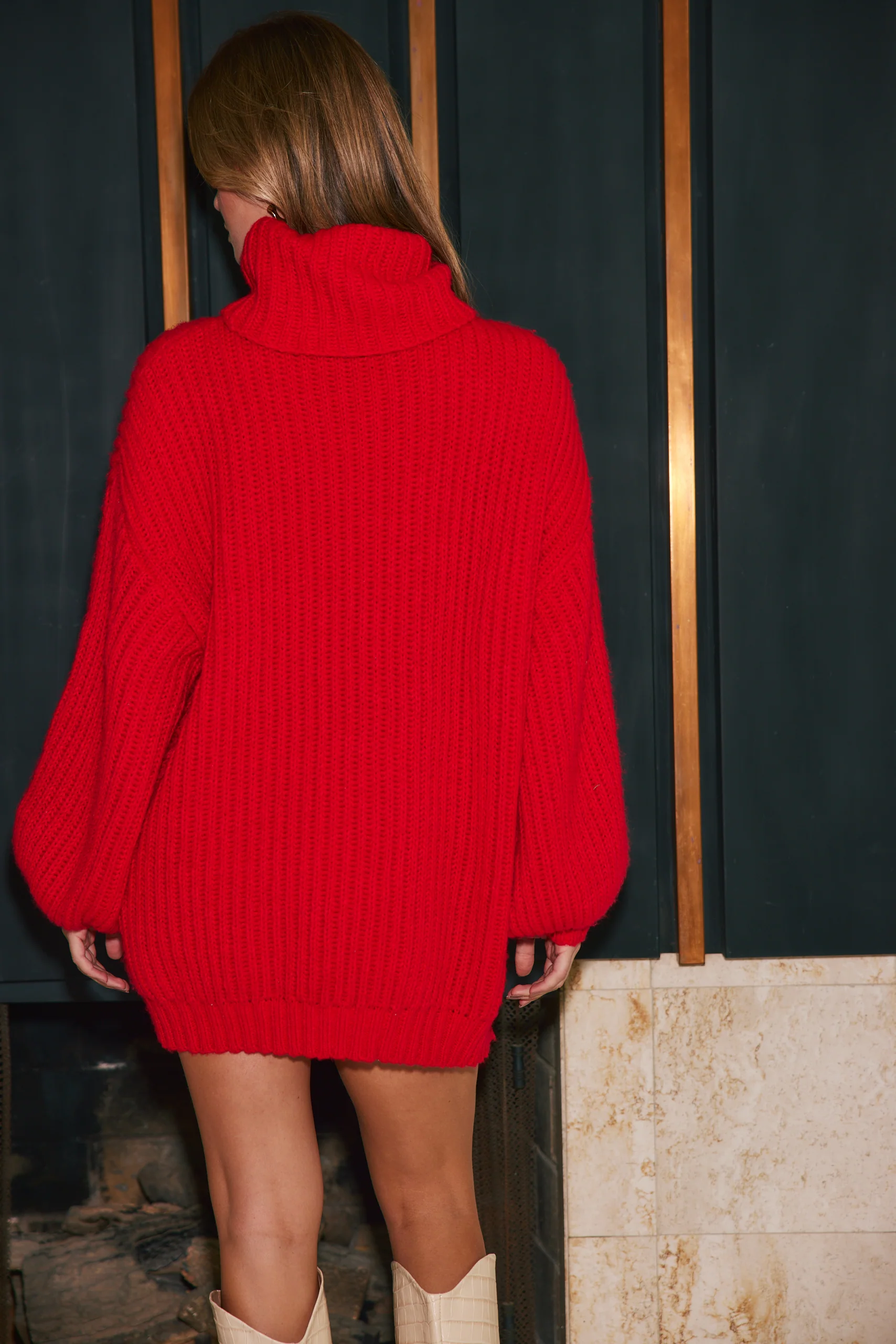 Gabriella Red Turtleneck Dress - Image 5