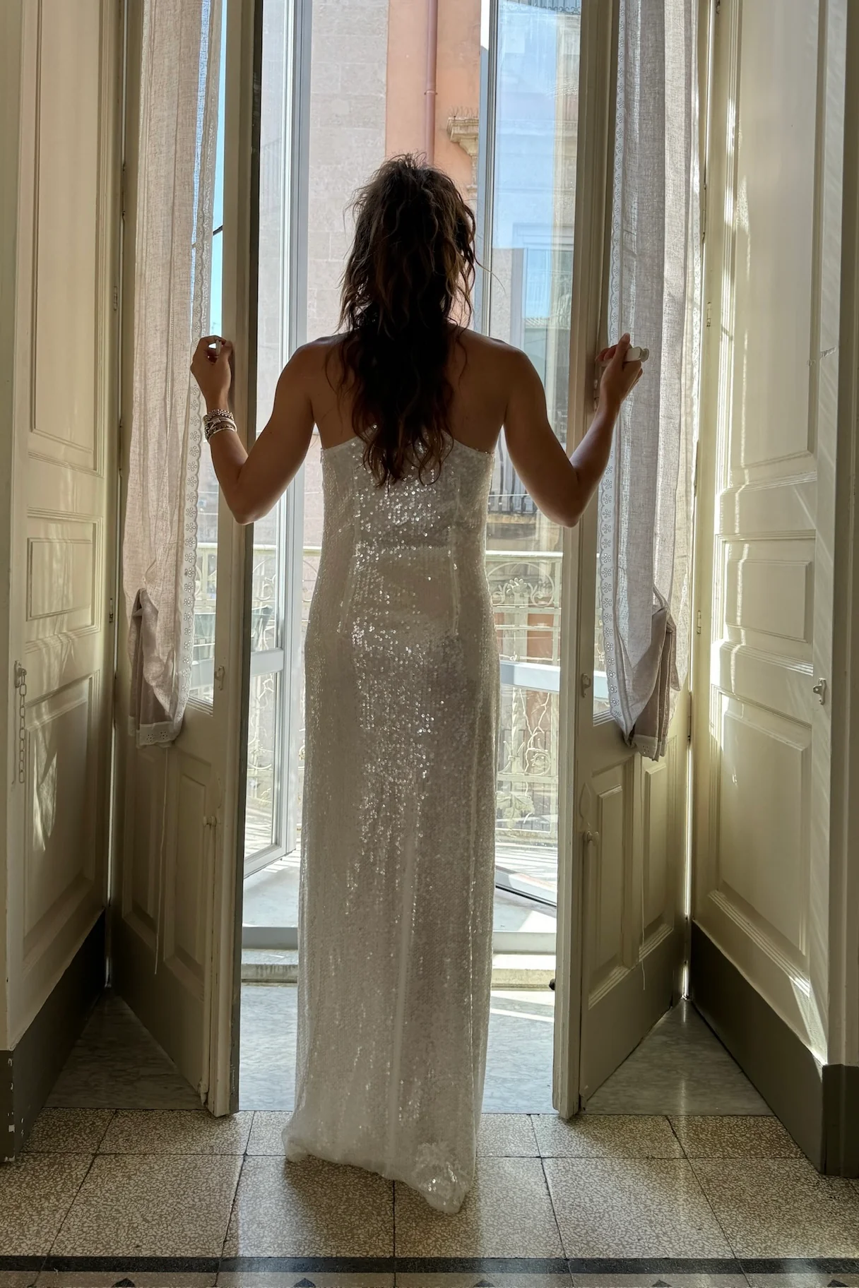 Gardenia White Sequin Maxi Dress - Image 3