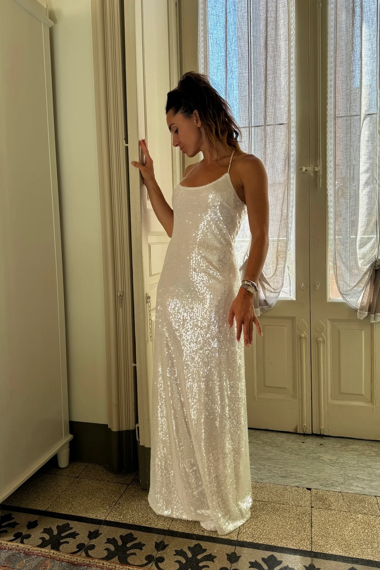 Gardenia White Sequin Maxi Dress - Image 4