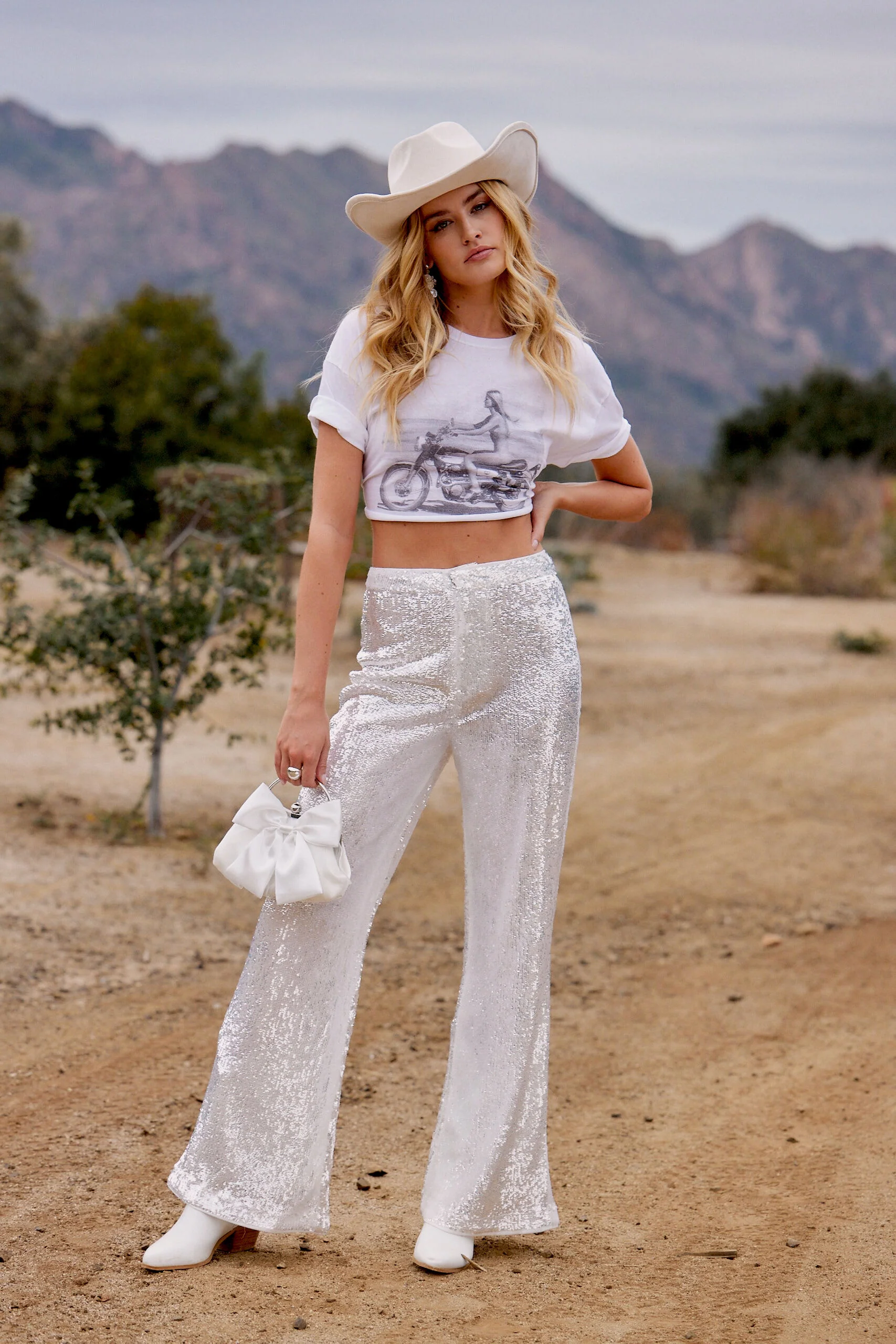 Genevieve White Sequin Trousers - Image 6