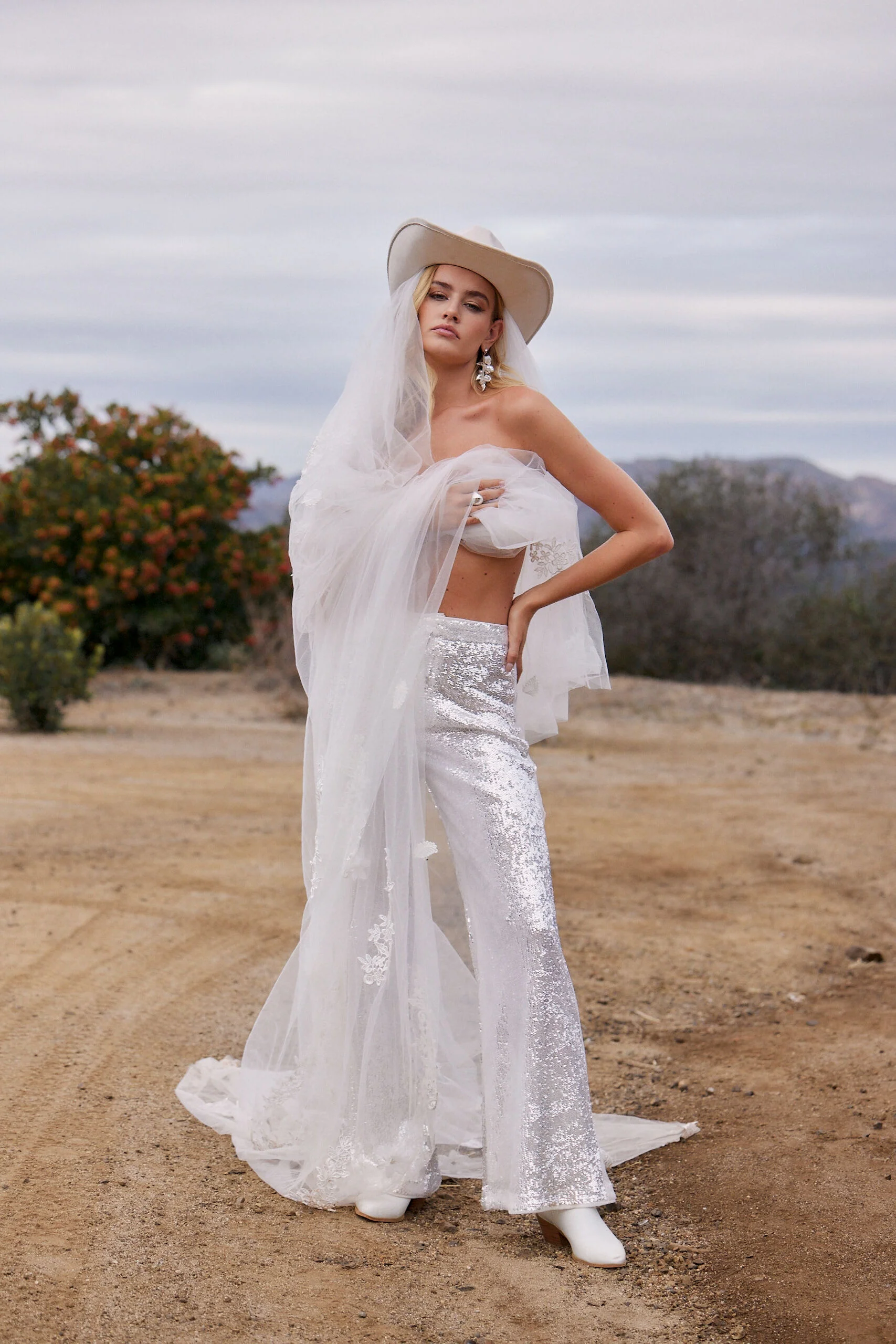 Genevieve White Sequin Trousers - Image 9