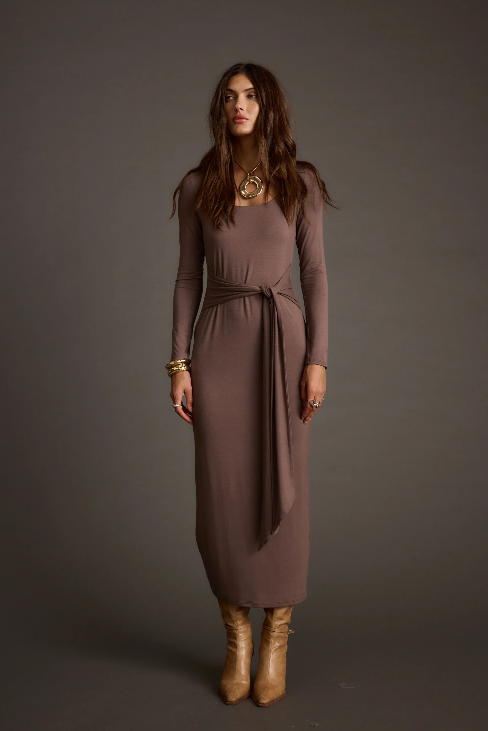 Giavana Dark Taupe Maxi Dress - Image 6