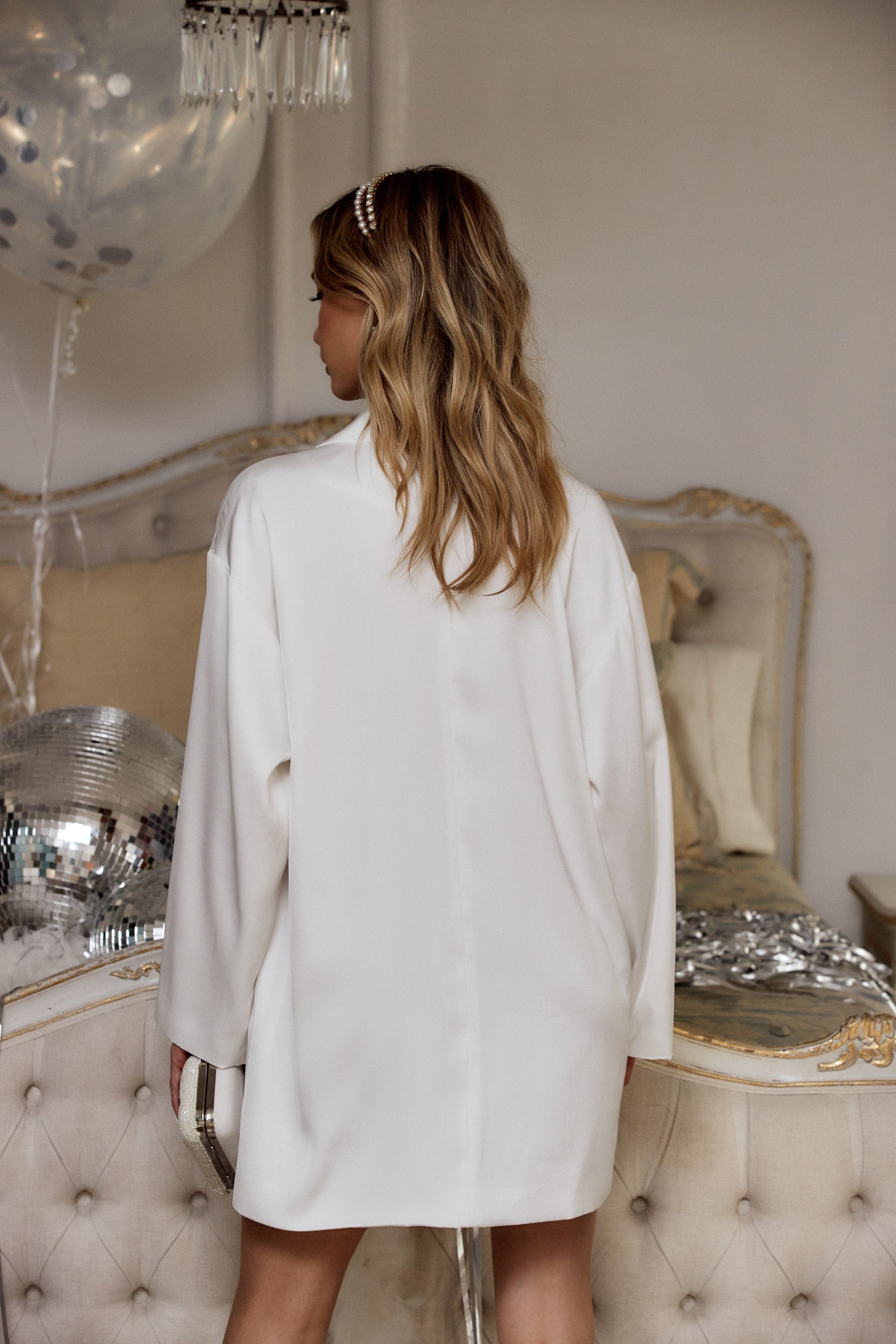 Halley White Satin Blazer - Image 16