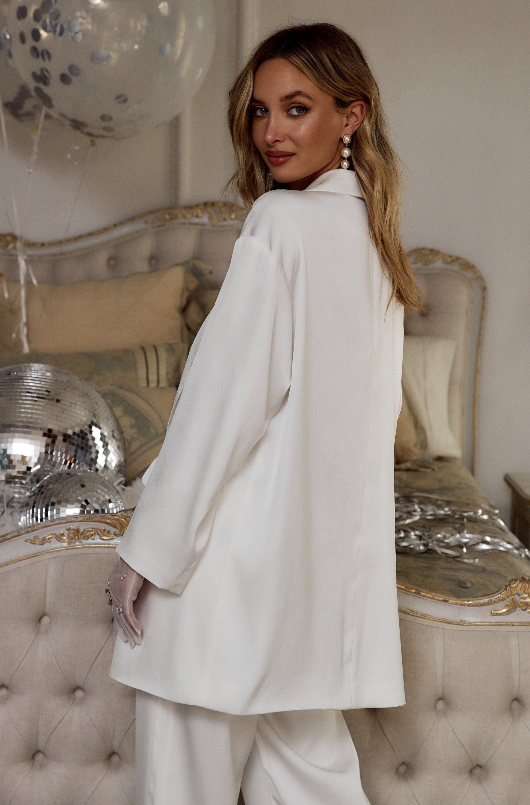 Halley White Satin Blazer - Image 2