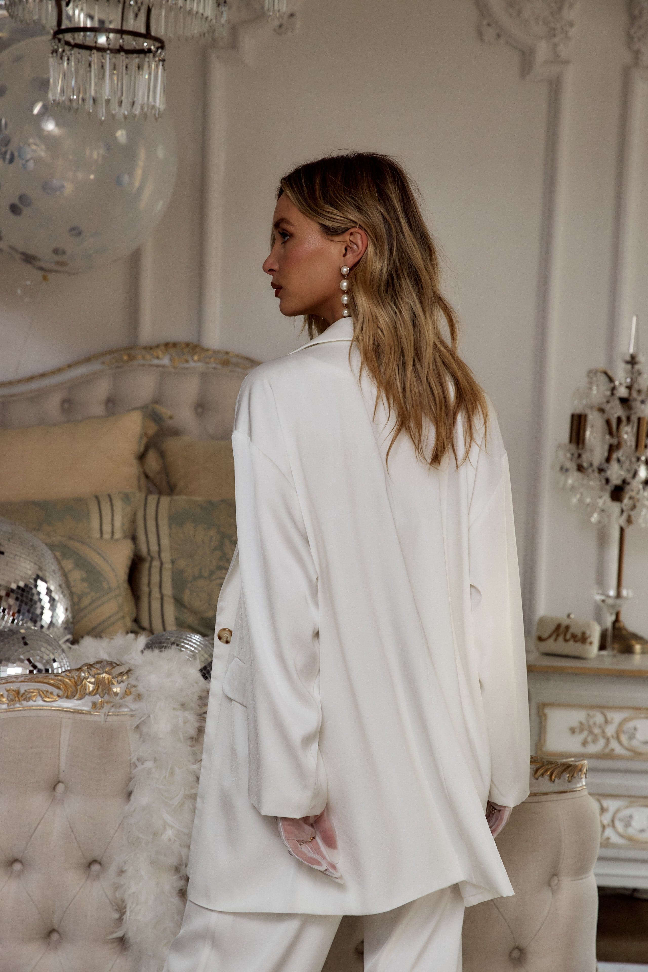 Halley White Satin Blazer - Image 8