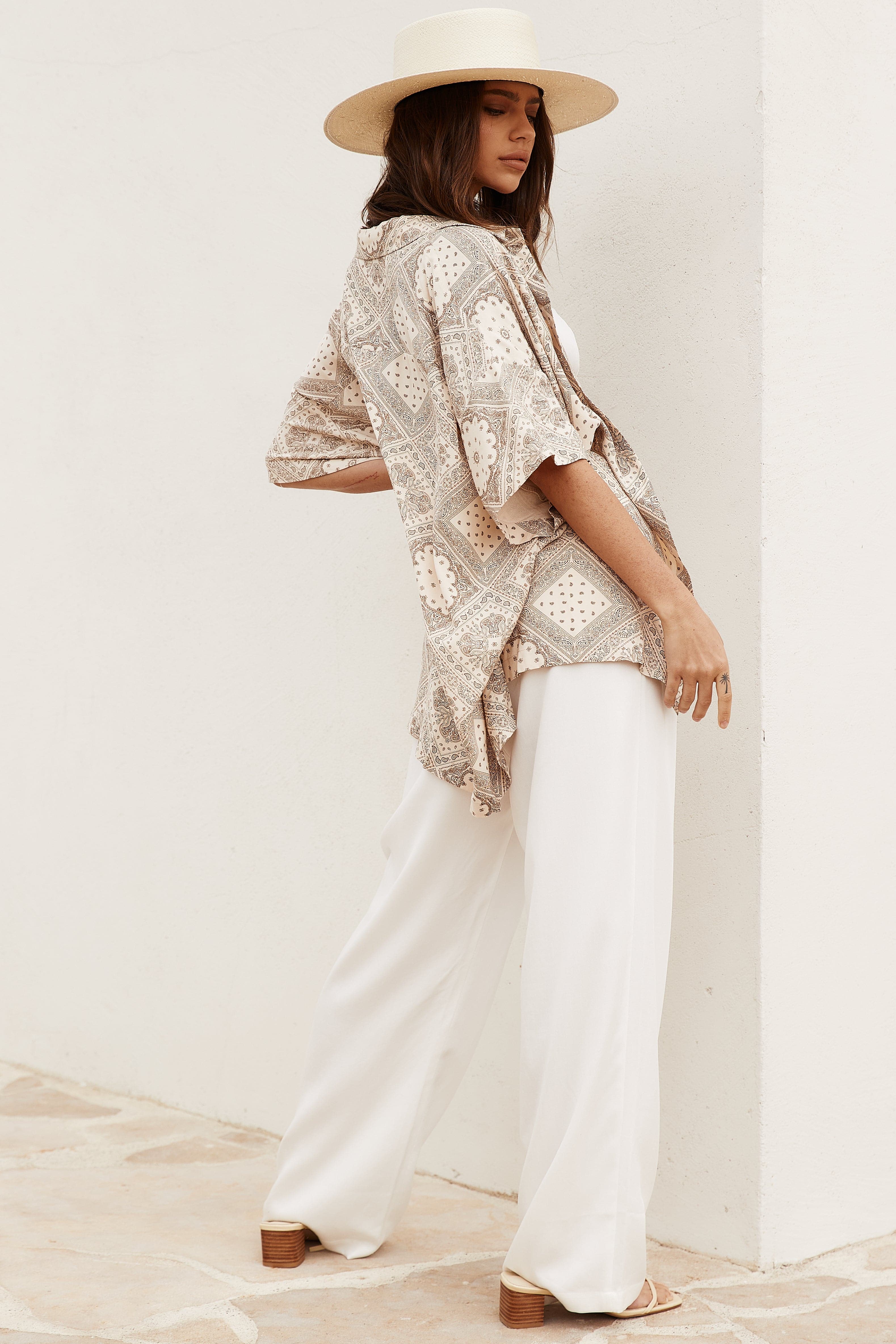 Jaxon White Wide Leg Trousers - Image 4