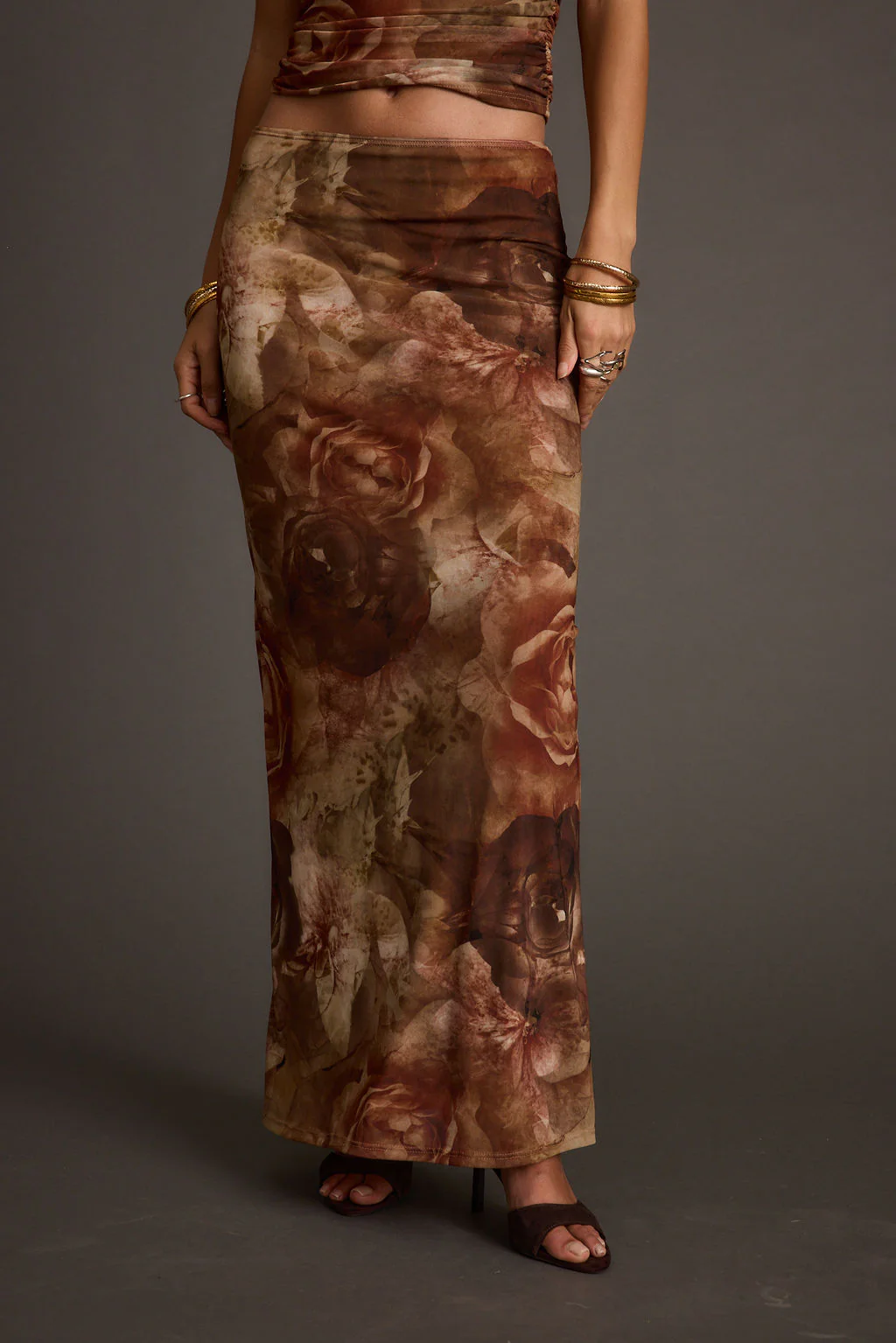 Julia Floral Mesh Maxi Skirt