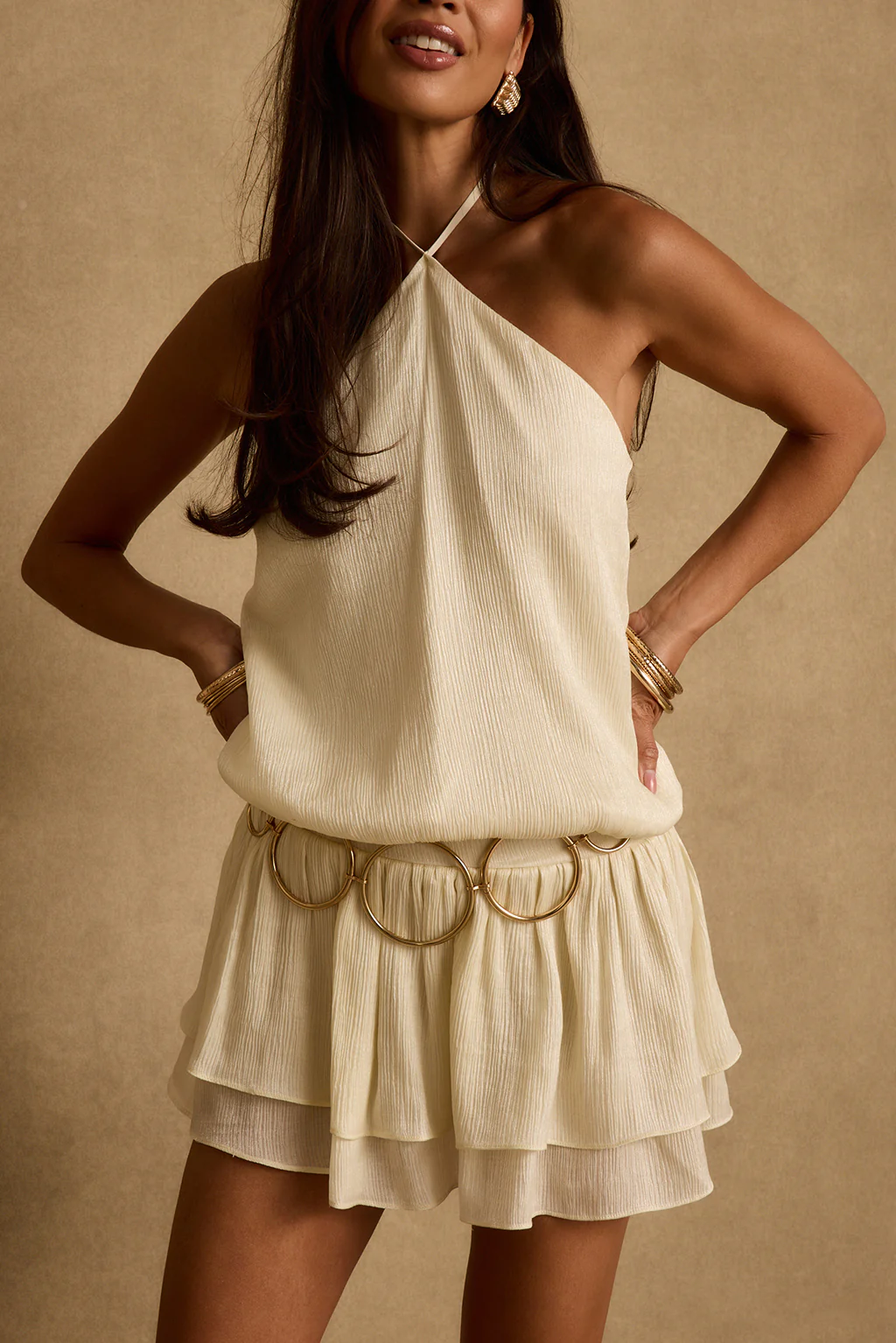 Lennox Cream Halter Mini Dress - Image 5