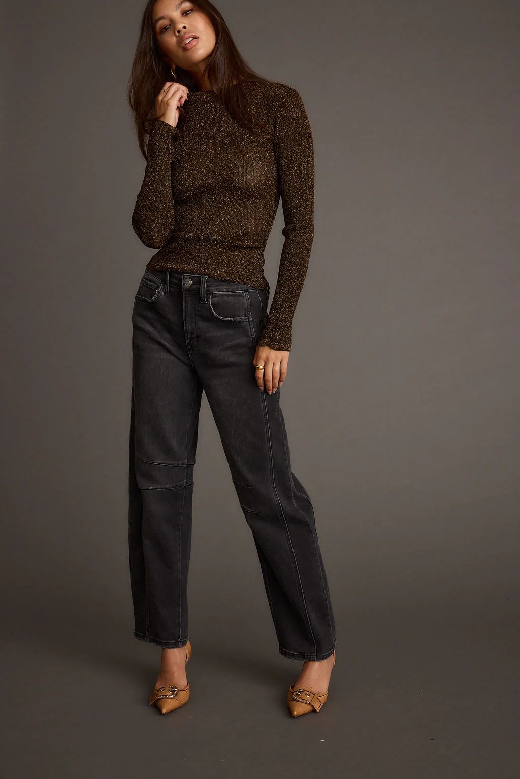 Mirage Gold Lurex Long Sleeve Top - Image 5