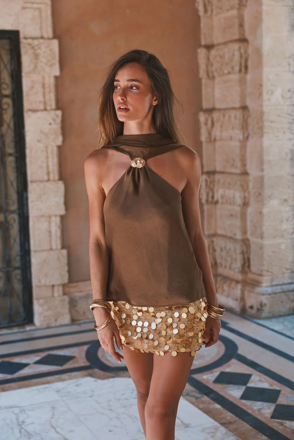 Miramar Gold Payette Mini Skirt - Image 5