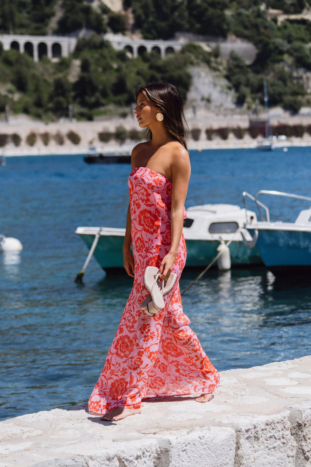 Mon Cheri Pink Floral Strapless Maxi Dress - Image 5