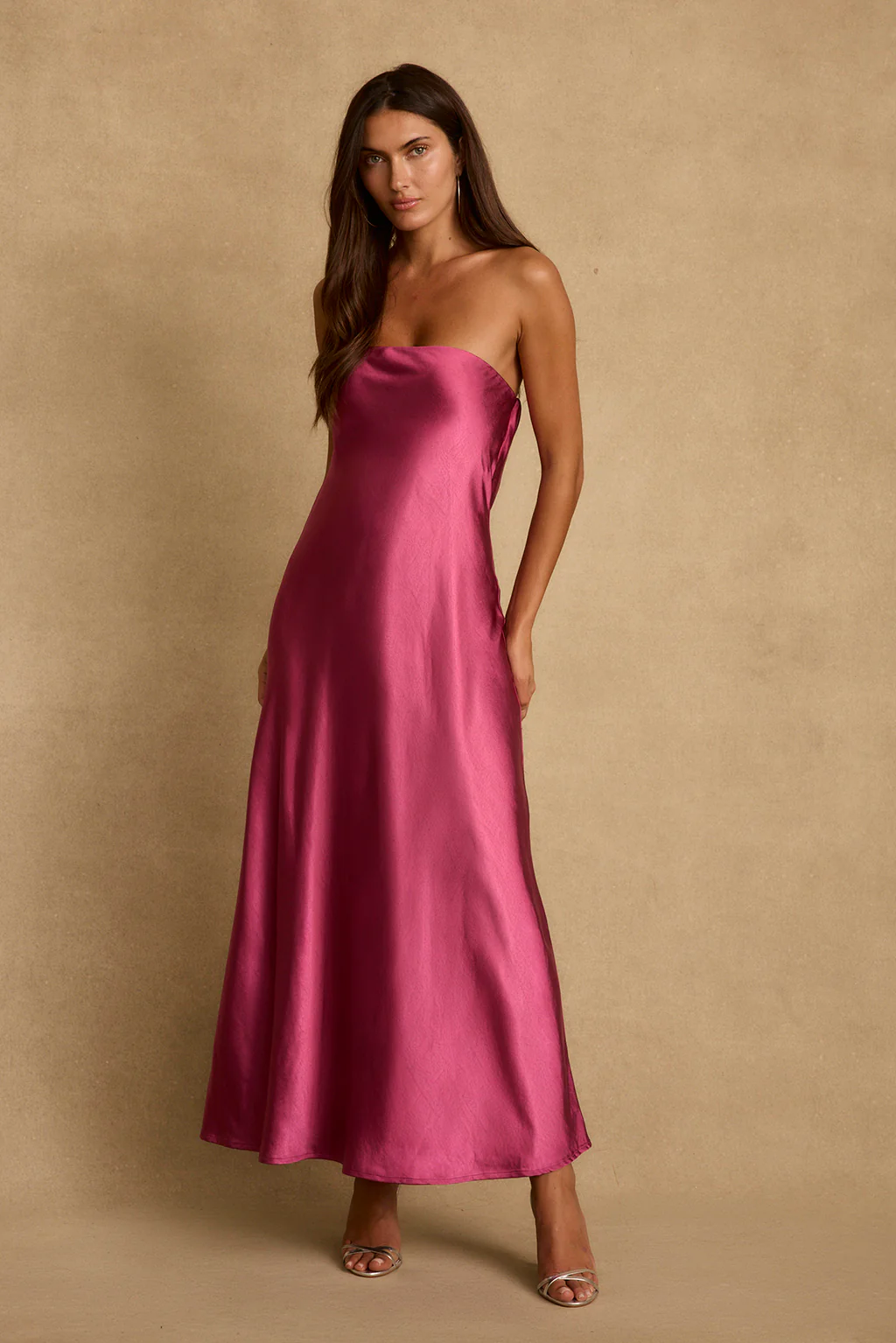 Natalia Fuschia Strapless Maxi Dress - Image 3
