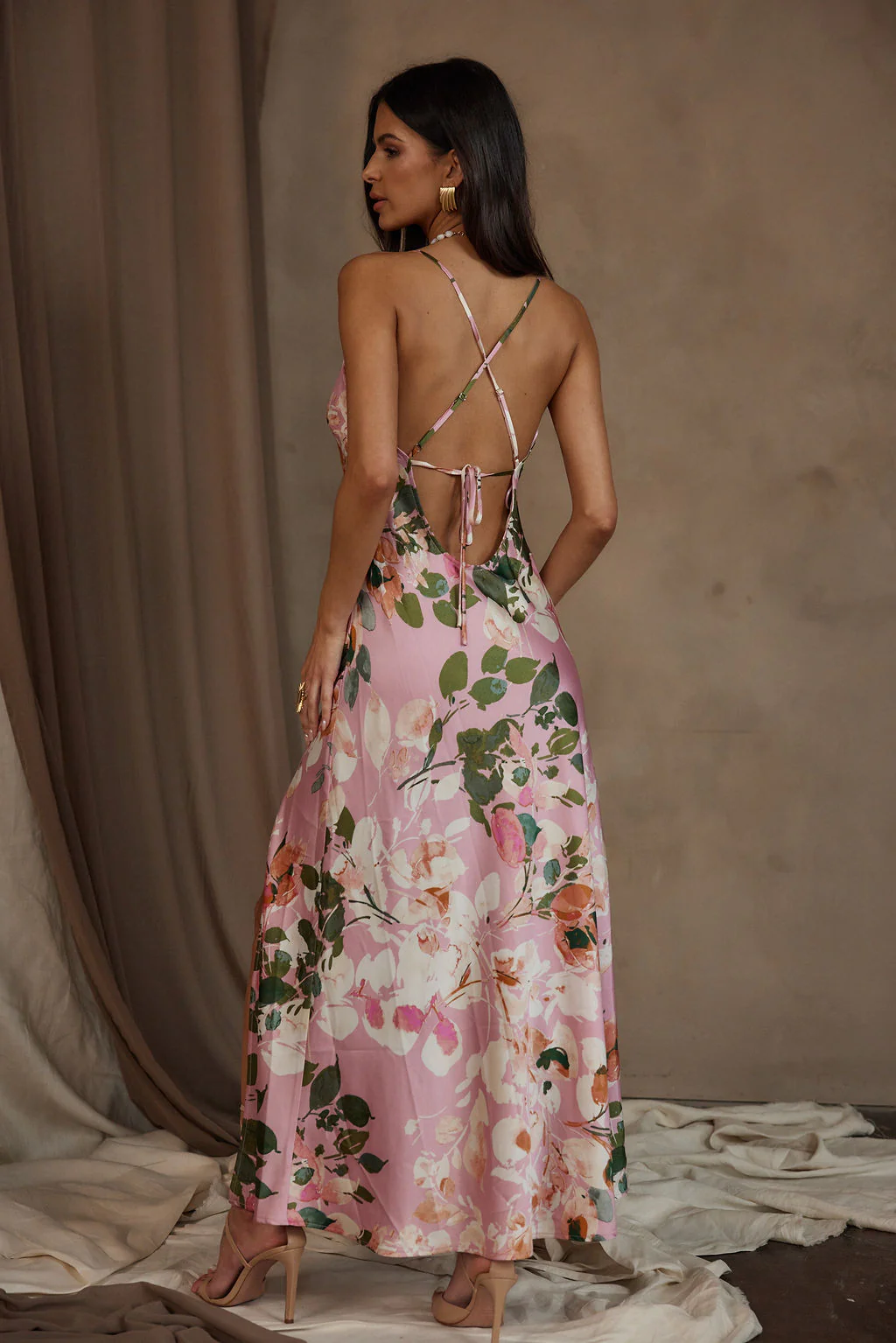 Natalia Pink Floral Printed Maxi Dress - Image 2