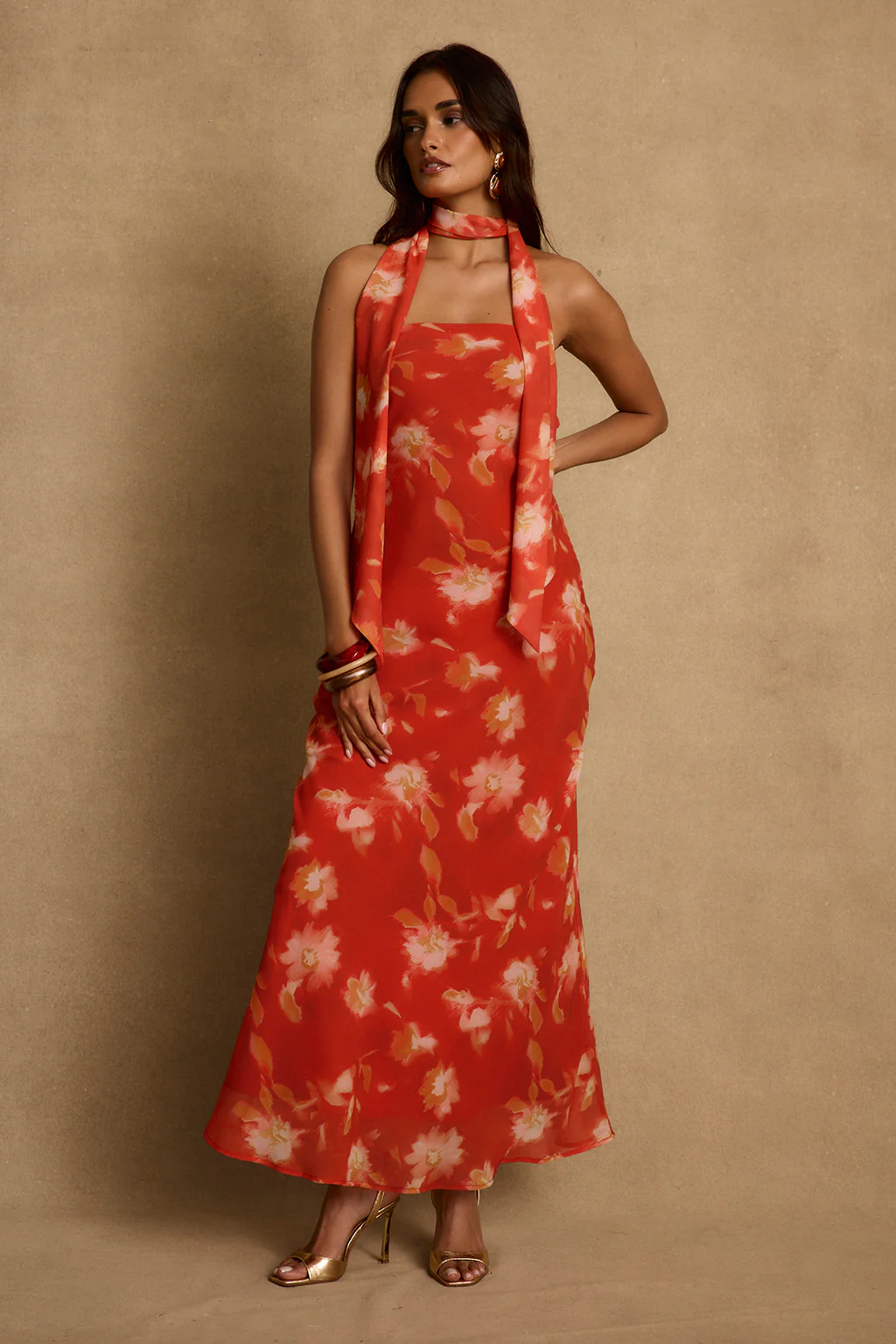 Natalia Poppy Red Strapless Maxi Dress - Image 6
