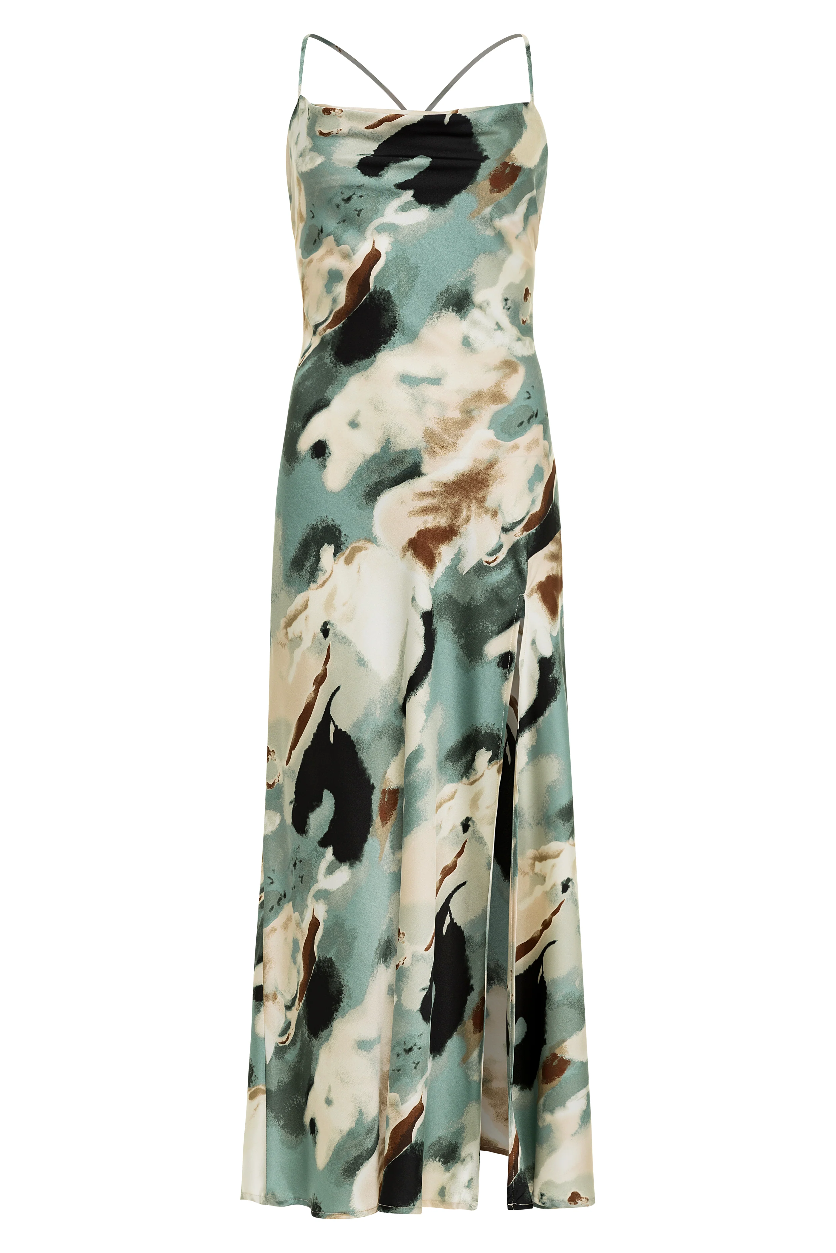 Natalia Watercolor Satin Maxi Dress - Image 4