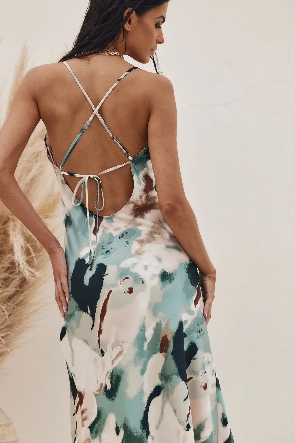 Natalia Watercolor Satin Maxi Dress - Image 5