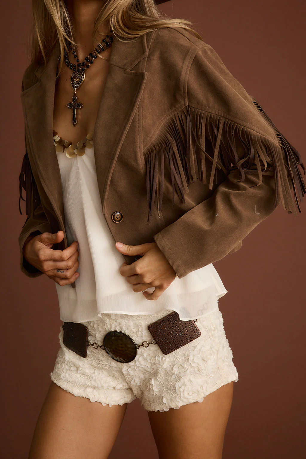 Nirvana Brown Vegan Suede Jacket - Image 3