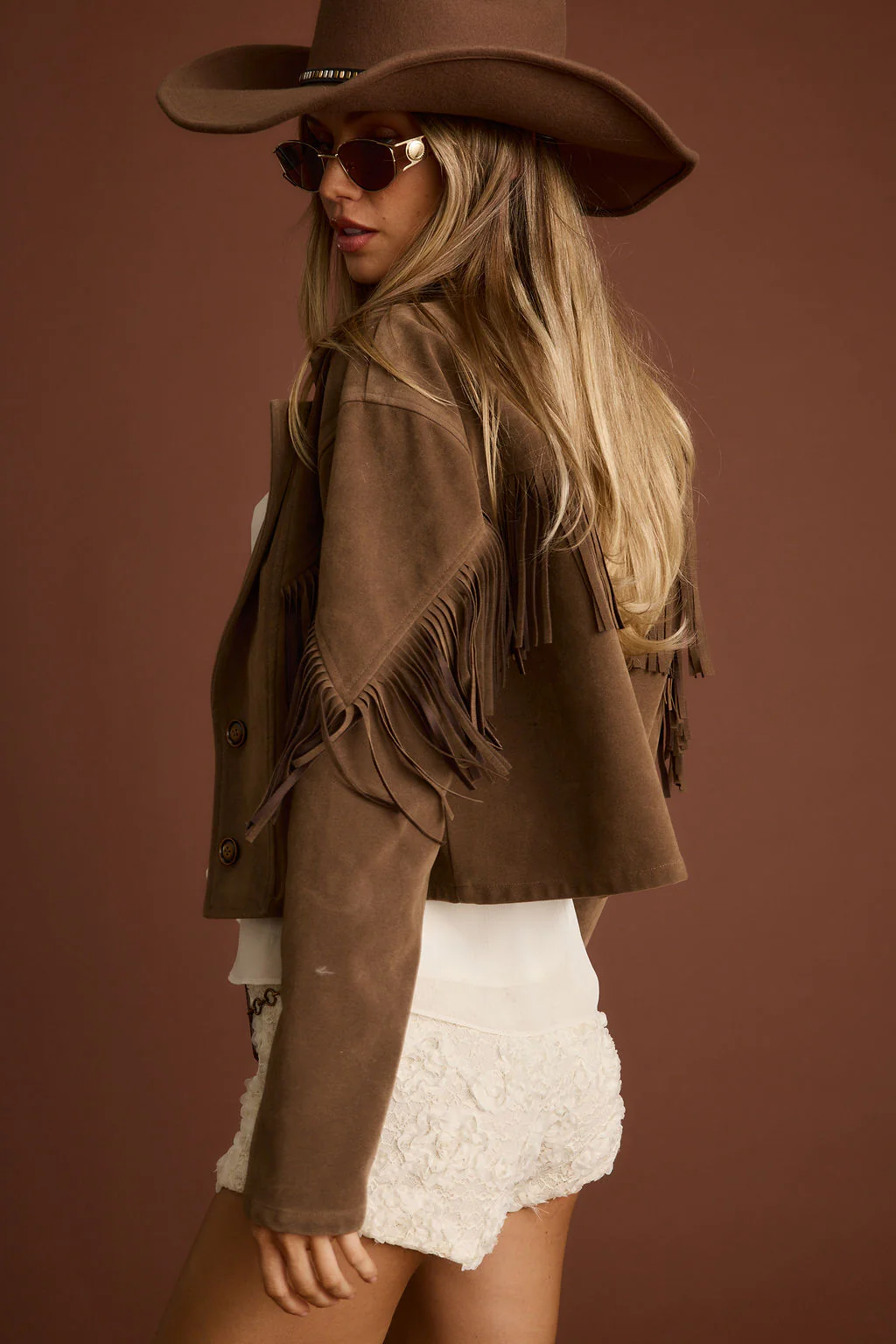 Nirvana Brown Vegan Suede Jacket - Image 6