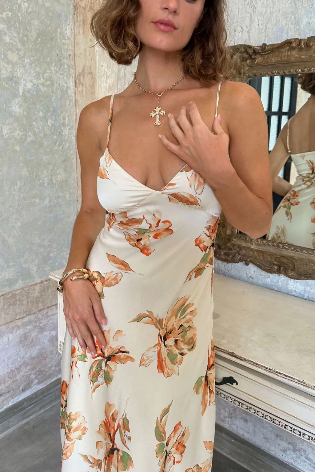Palma Cream Floral Maxi Dress - Image 11