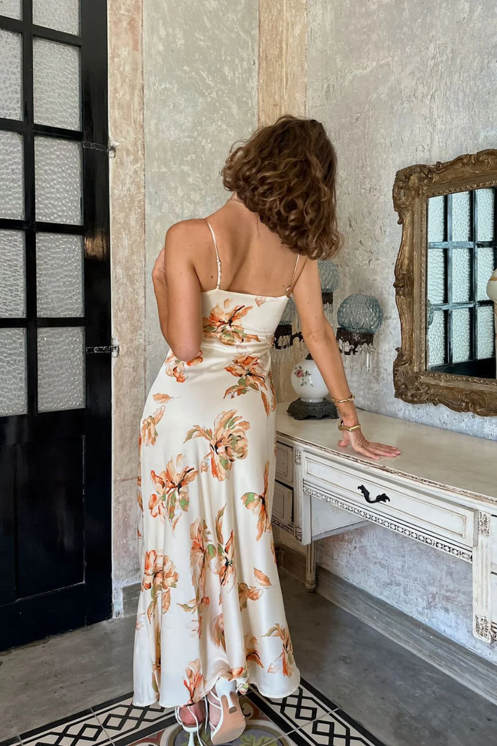 Palma Cream Floral Maxi Dress - Image 12
