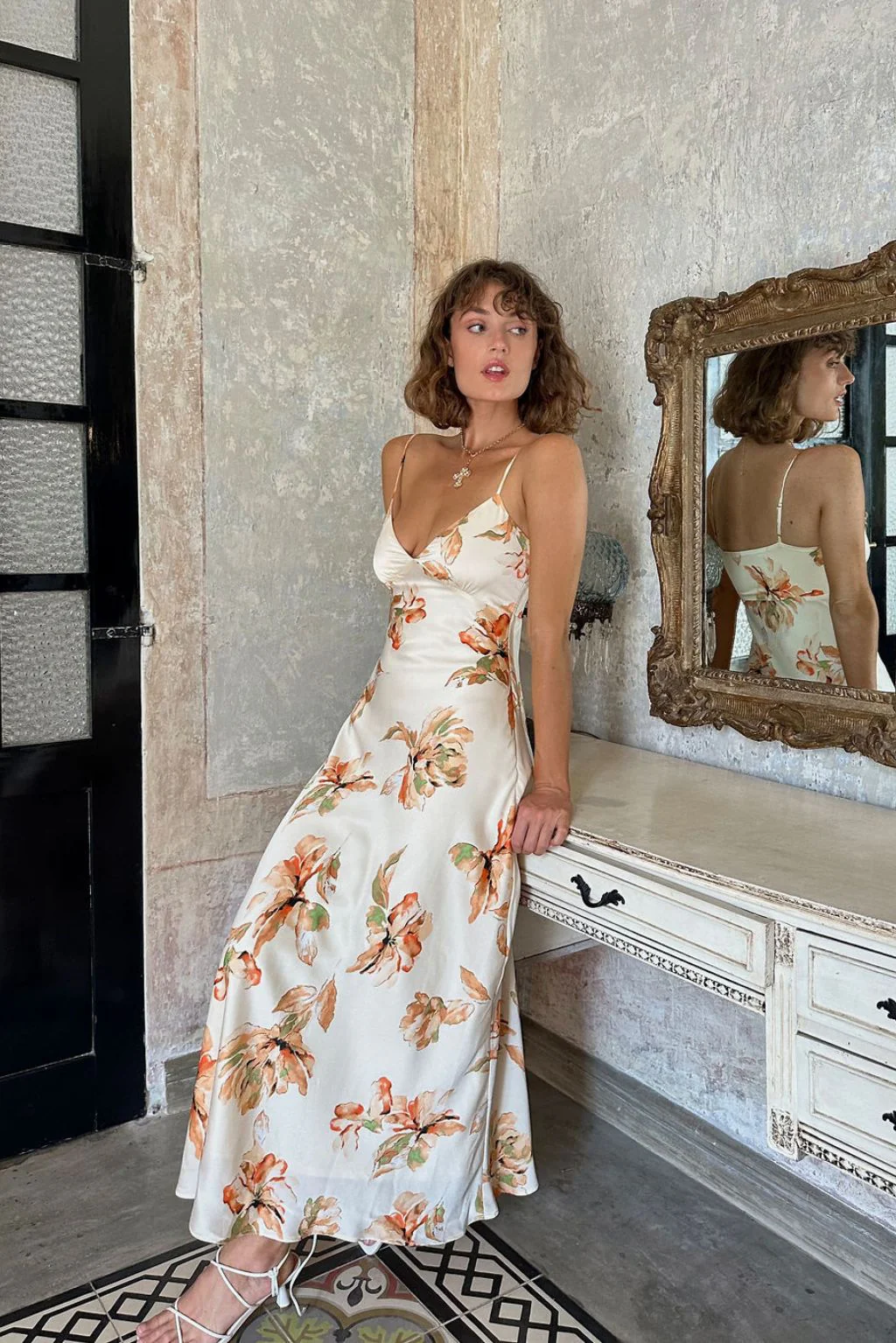 Palma Cream Floral Maxi Dress - Image 13