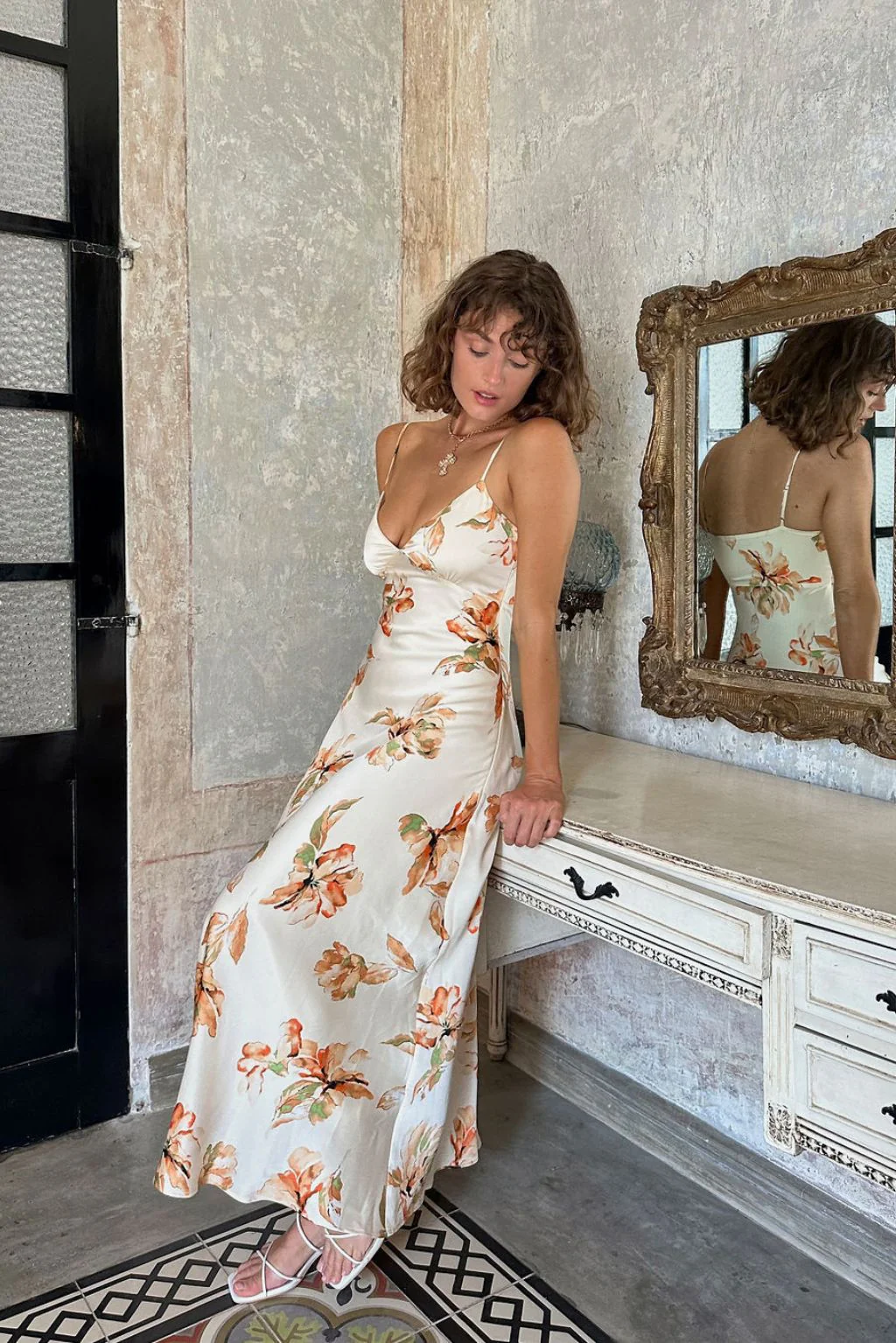 Palma Cream Floral Maxi Dress - Image 14
