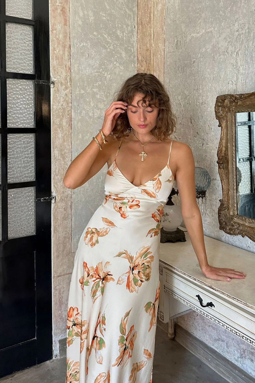 Palma Cream Floral Maxi Dress - Image 16