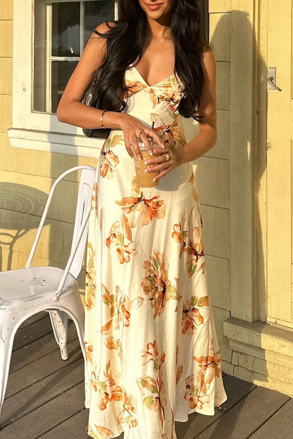 Palma Cream Floral Maxi Dress - Image 2