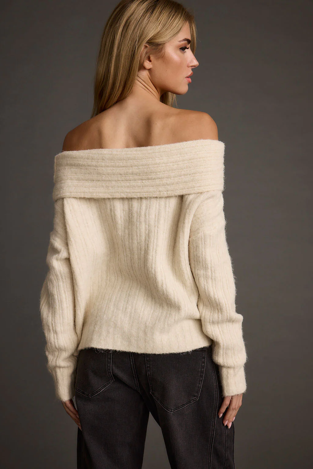 Pamela Beige Off The Shoulder Sweater - Image 2