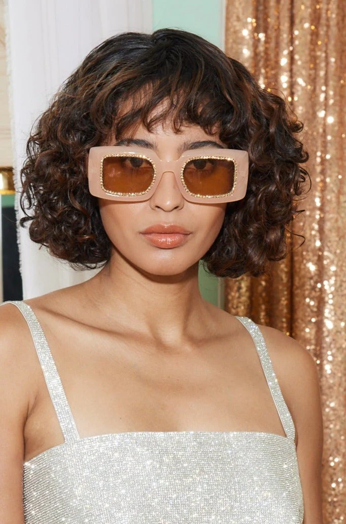 Peach Sunrise Rhinestone Sunglasses