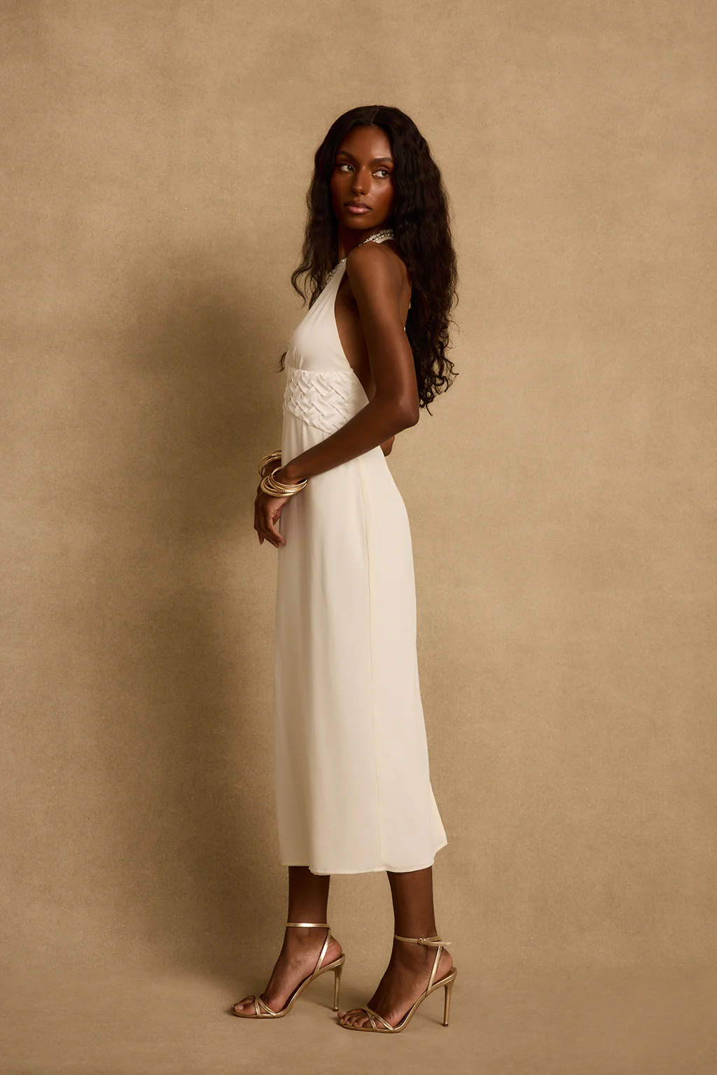 Penelope White Halter Midi Dress - Image 6