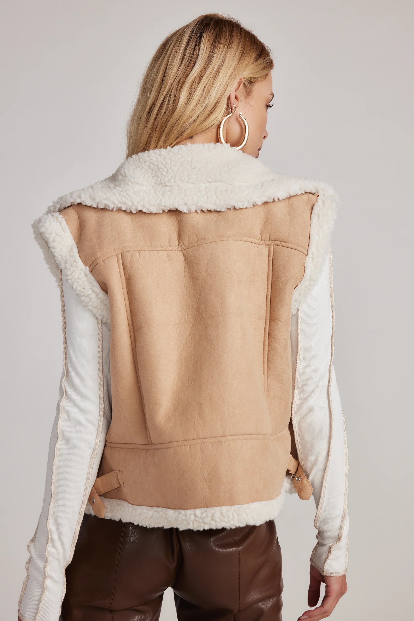 Penny Lane Sherpa Lined Beige Vest - Image 6