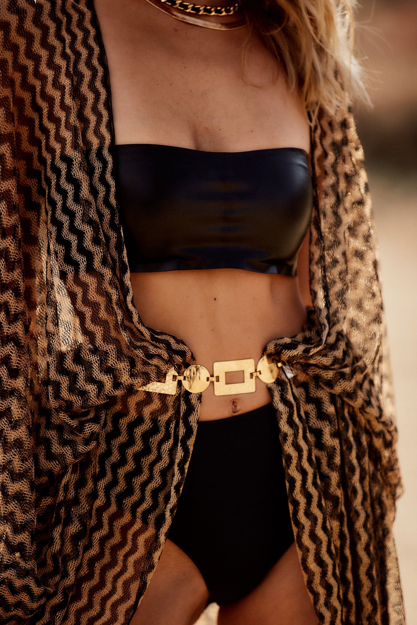 Portia Gold and Black Shimmer Kimono - Image 3