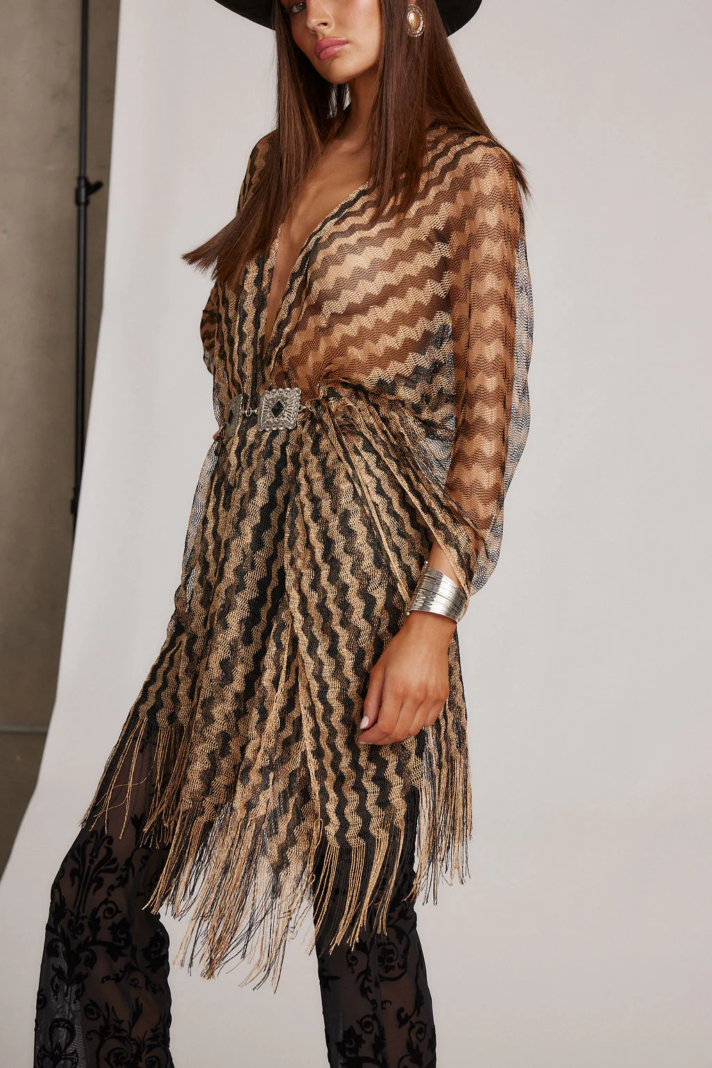 Portia Gold and Black Shimmer Kimono - Image 6